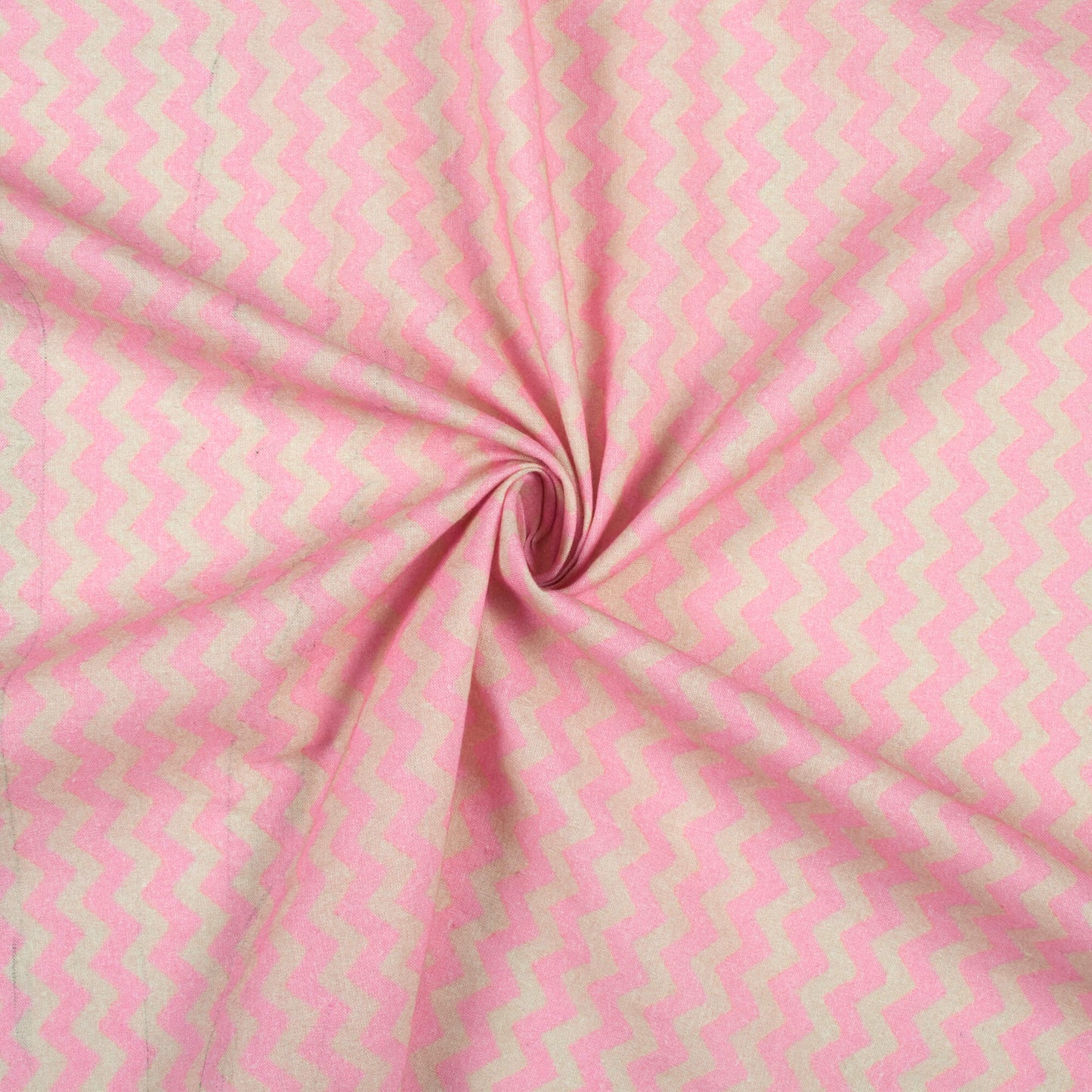 Blush Pink And Beige Chevron Digital Print Cotton Cambric Fabric