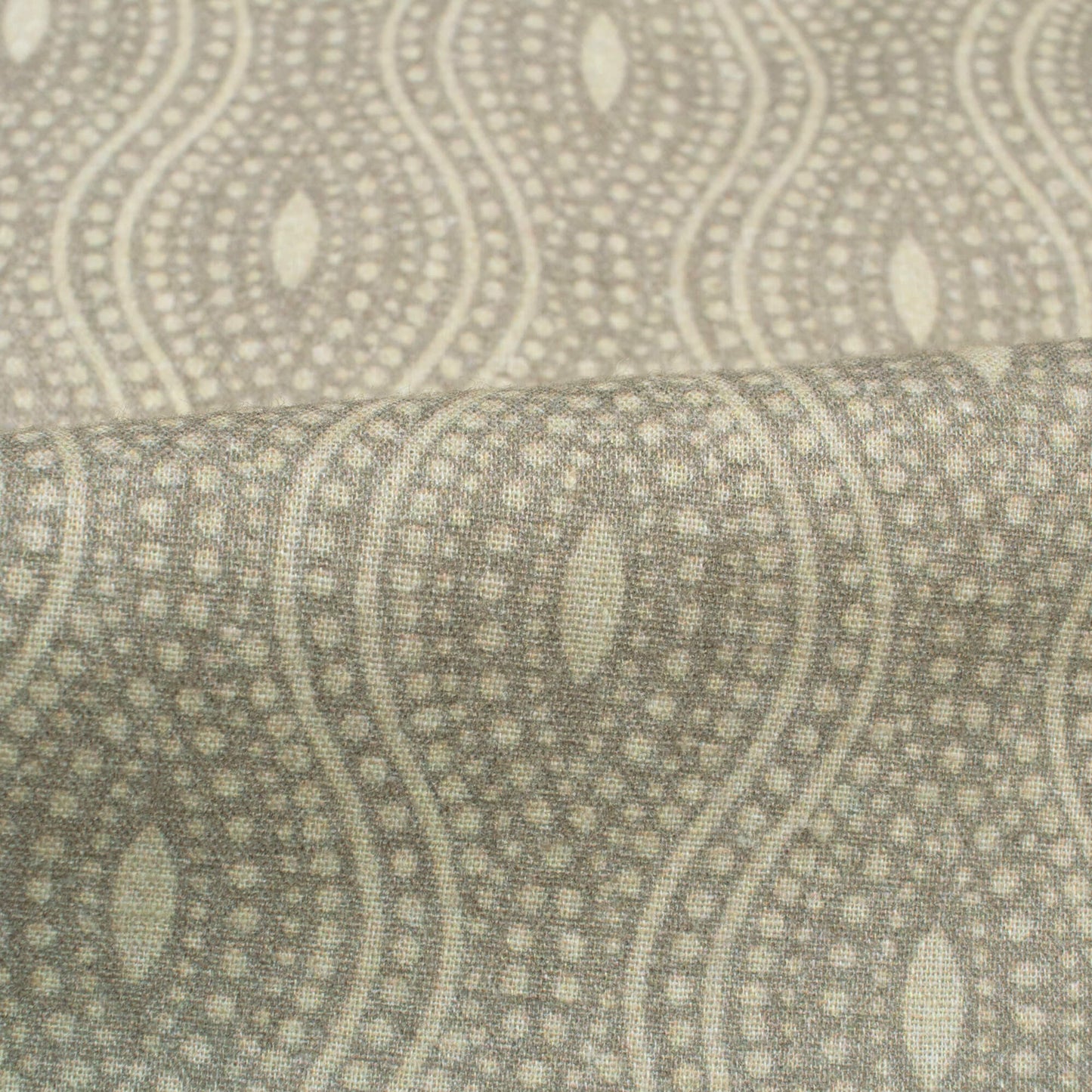 Brown And Beige Geometric Digital Print Cotton Cambric Fabric