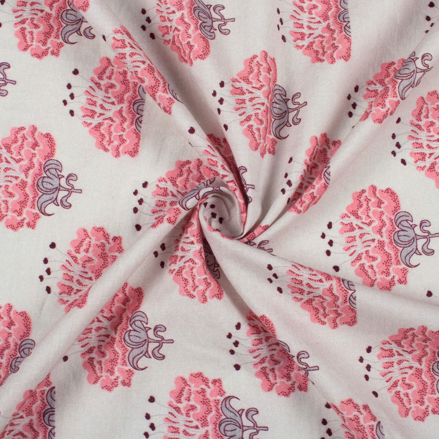 Gorgeous Salmon Pink Floral Digital Print Cotton Cambric Fabric