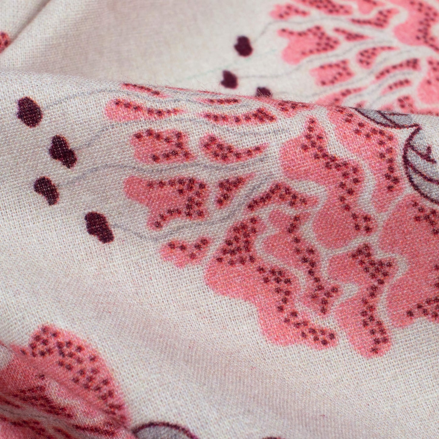 Gorgeous Salmon Pink Floral Digital Print Cotton Cambric Fabric