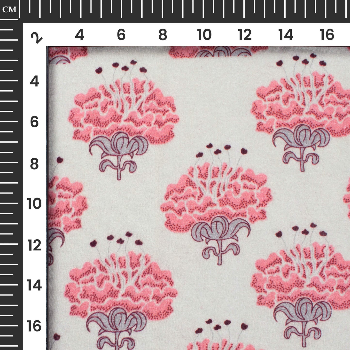 Gorgeous Salmon Pink Floral Digital Print Cotton Cambric Fabric
