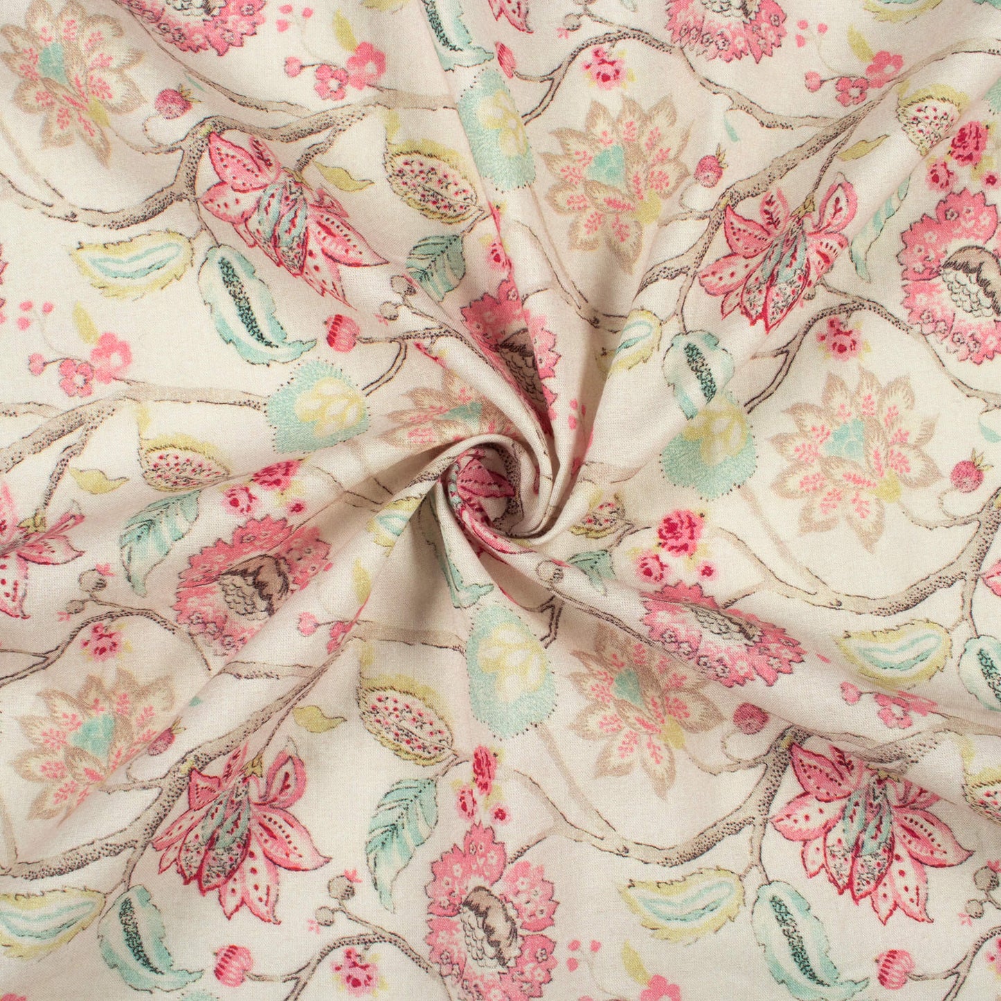 Beautiful Blush Pink Floral Digital Print Cotton Cambric Fabric