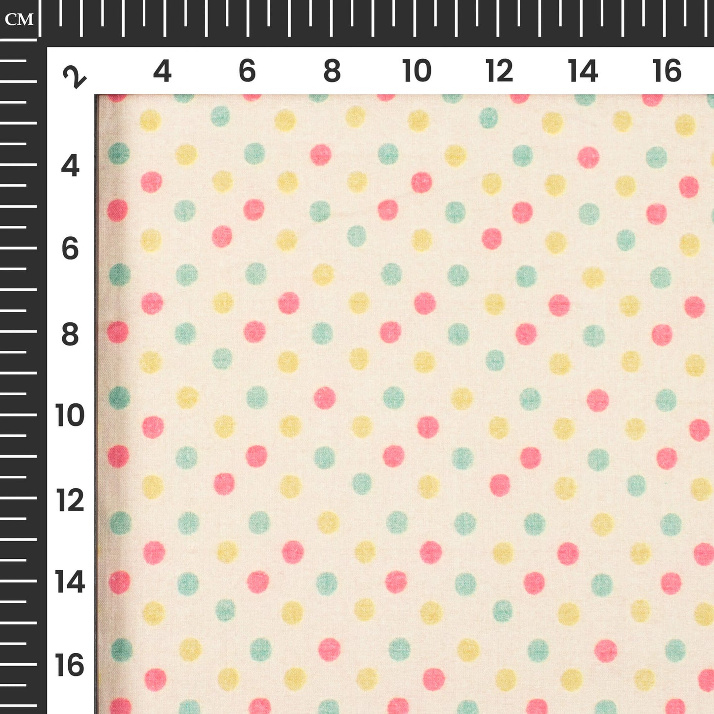 Bone Beige And Pink Polka Dots Digital Print Cotton Cambric Fabric