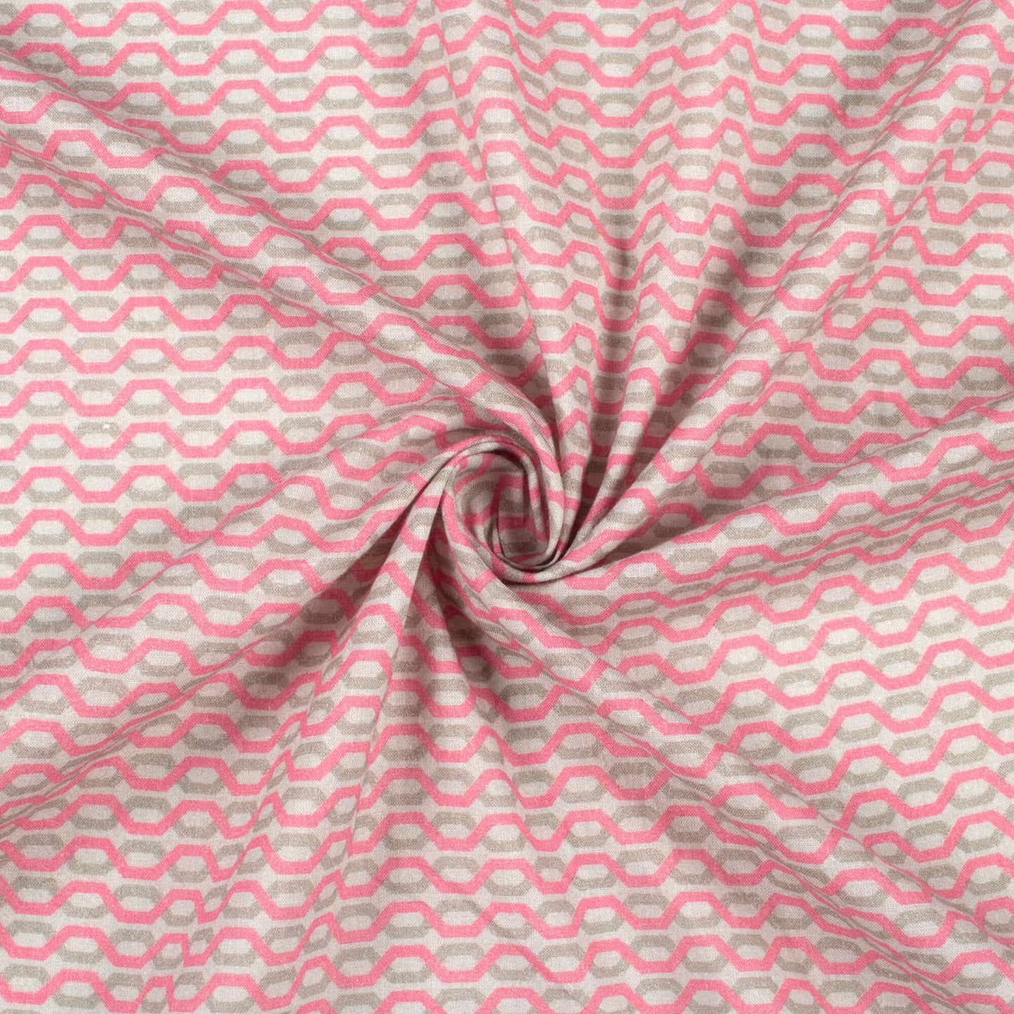 Taffy Pink And Grey Chain Digital Print Cotton Cambric Fabric