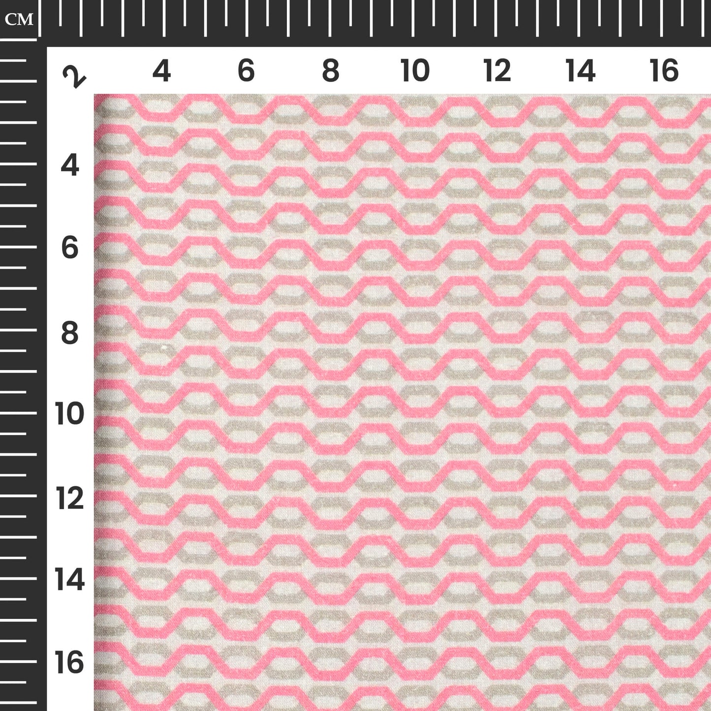 Taffy Pink And Grey Chain Digital Print Cotton Cambric Fabric