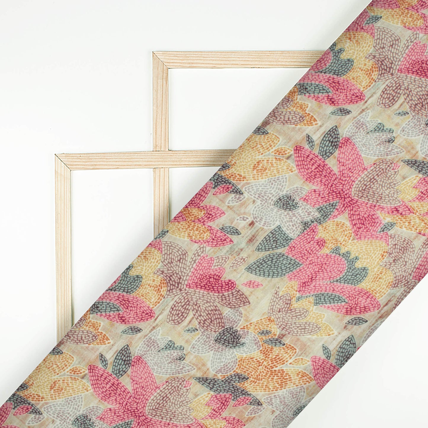 Sage Green And Pink Floral Digital Print Cotton Cambric Fabric