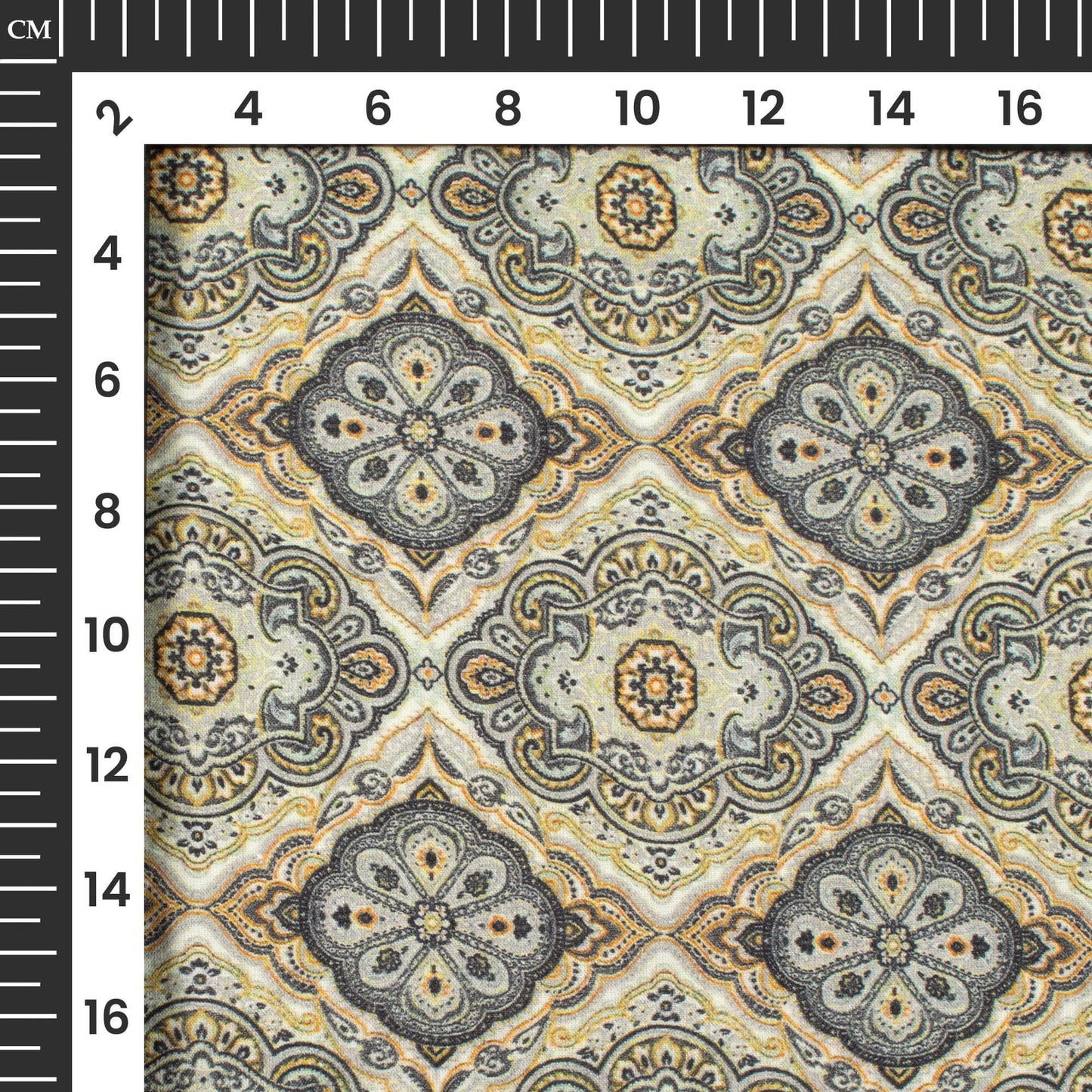 Sage Green And Black Traditional Digital Print Cotton Cambric Fabric