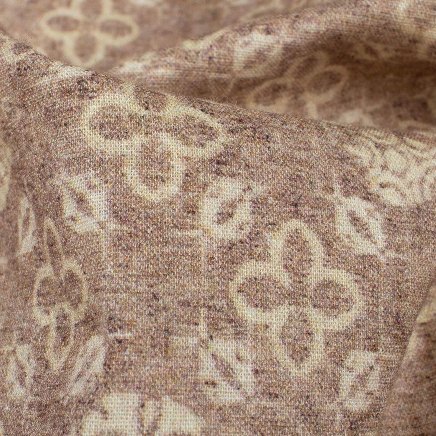Sepia Brown And Beige Floral Digital Print Cotton Cambric Fabric