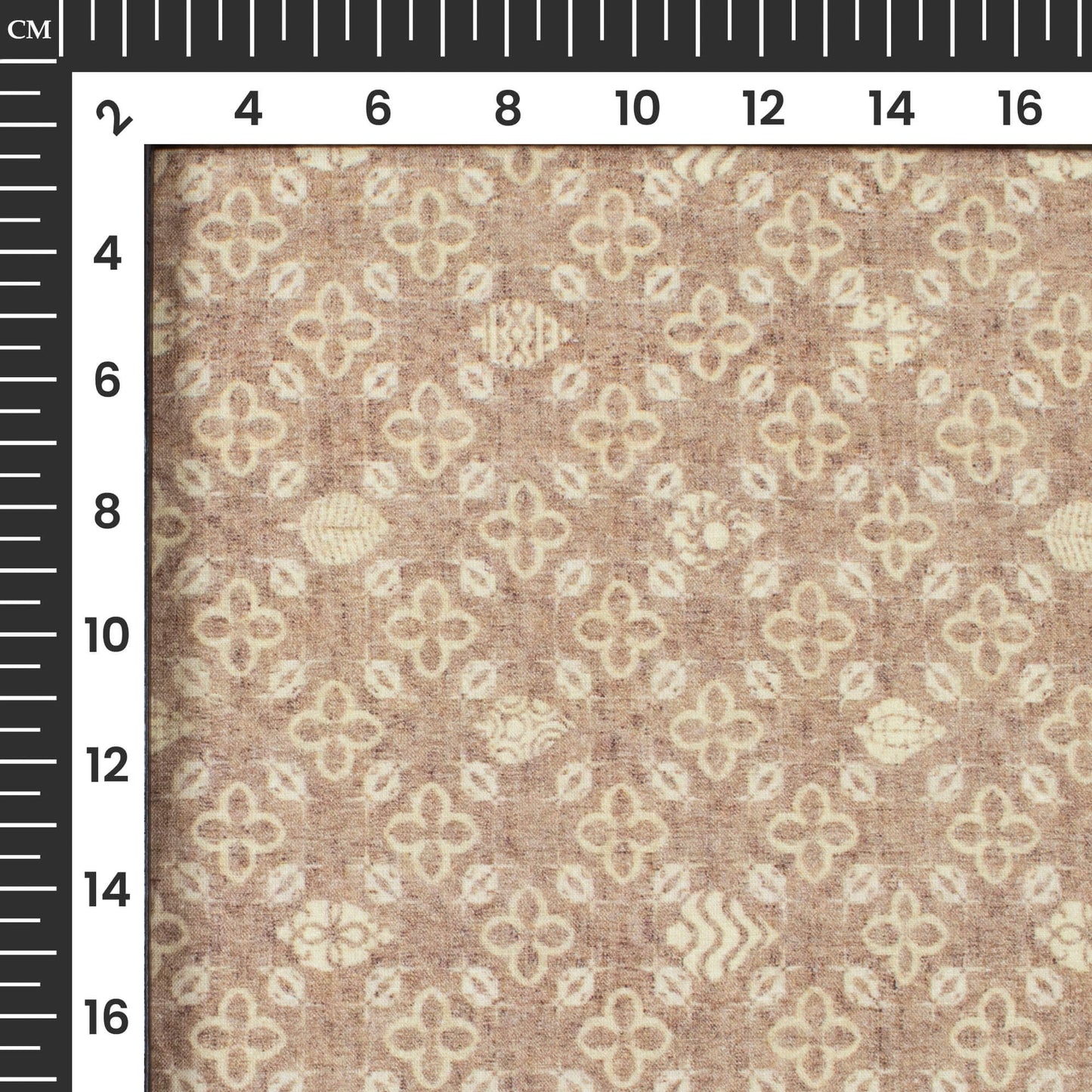 Sepia Brown And Beige Floral Digital Print Cotton Cambric Fabric