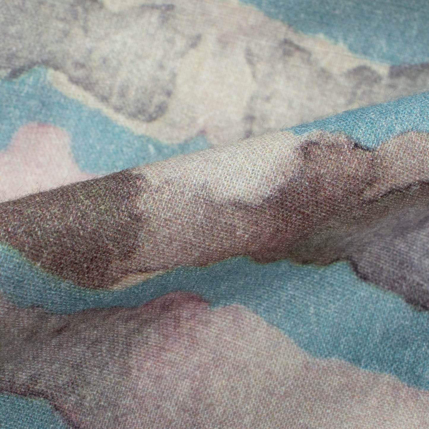 Stone Blue And Pink Stripes Digital Print Cotton Cambric Fabric