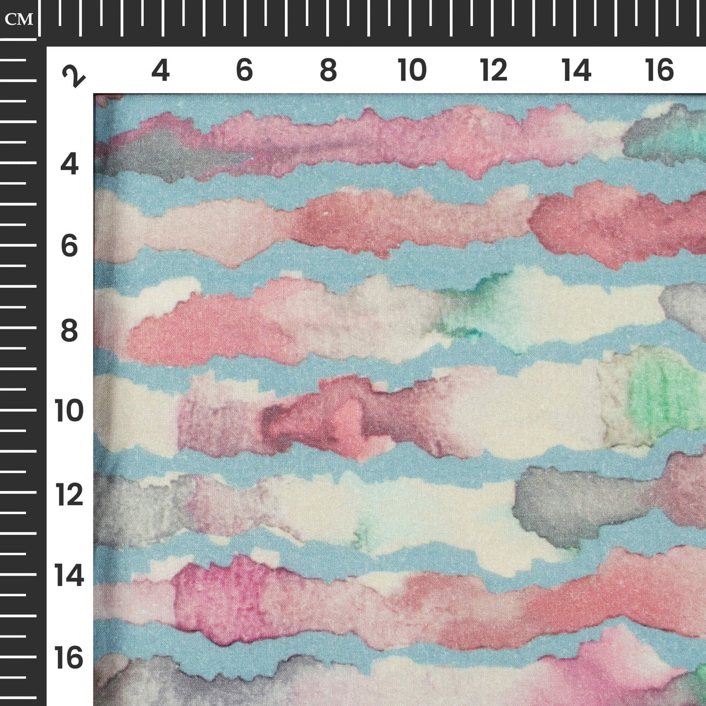 Stone Blue And Pink Stripes Digital Print Cotton Cambric Fabric