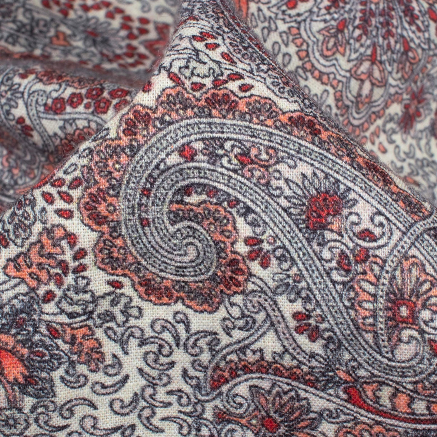 Trendy Burgundy Red Paisely Digital Print Cotton Cambric Fabric