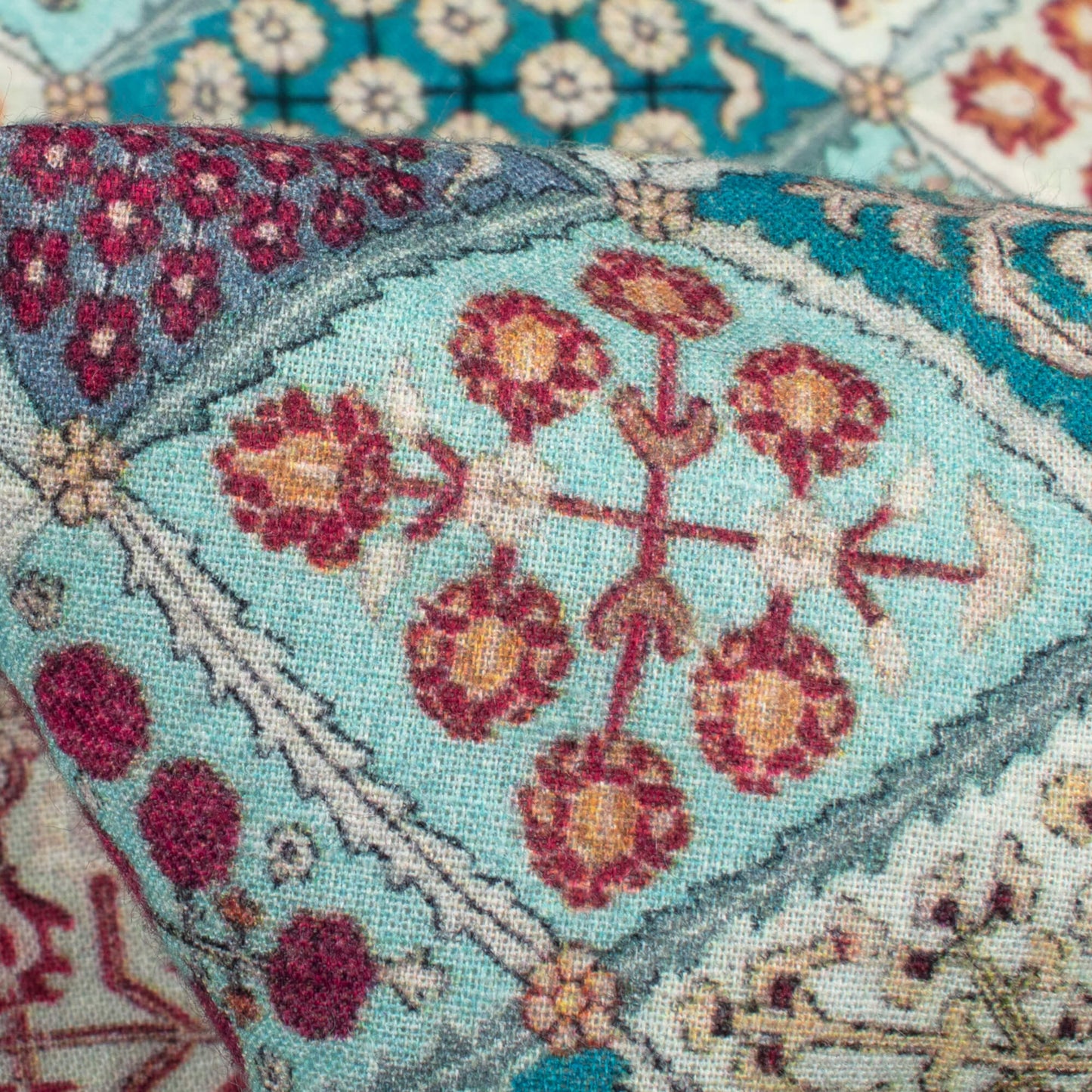 Light Blue And Maroon Floral Digital Print Cotton Cambric Fabric