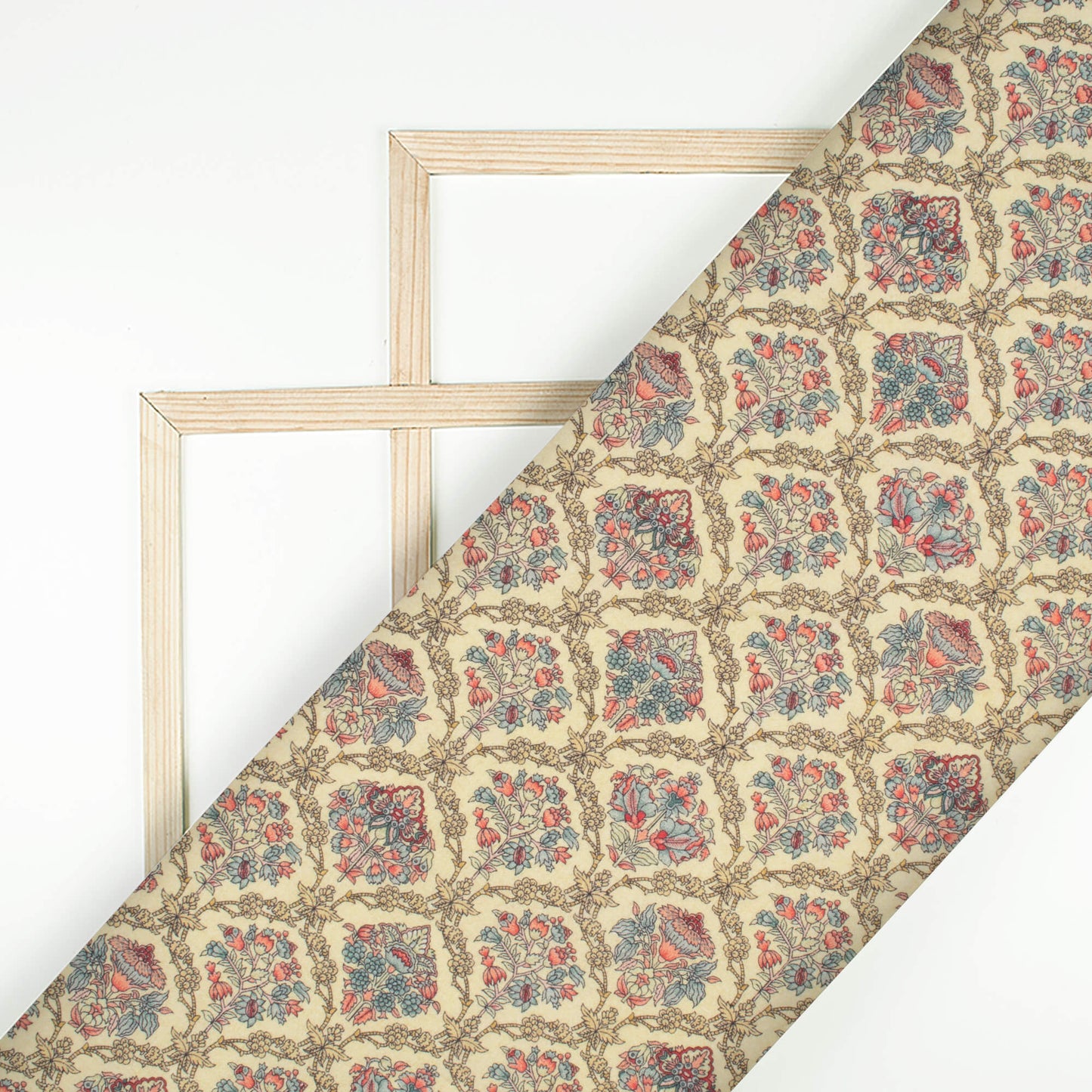 Mellow Yellow And Peach Floral Digital Print Cotton Cambric Fabric
