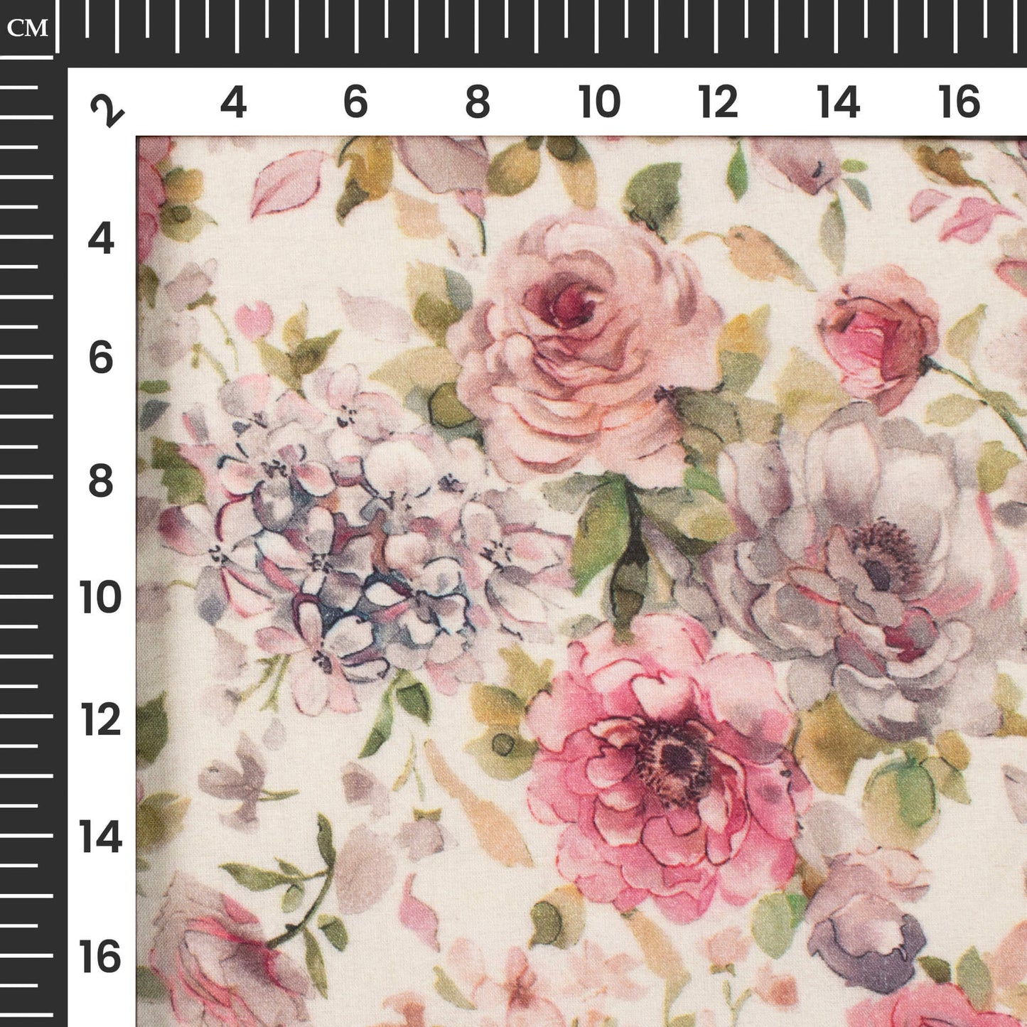 Taffy Pink And Cream Floral Digital Print Cotton Cambric Fabric