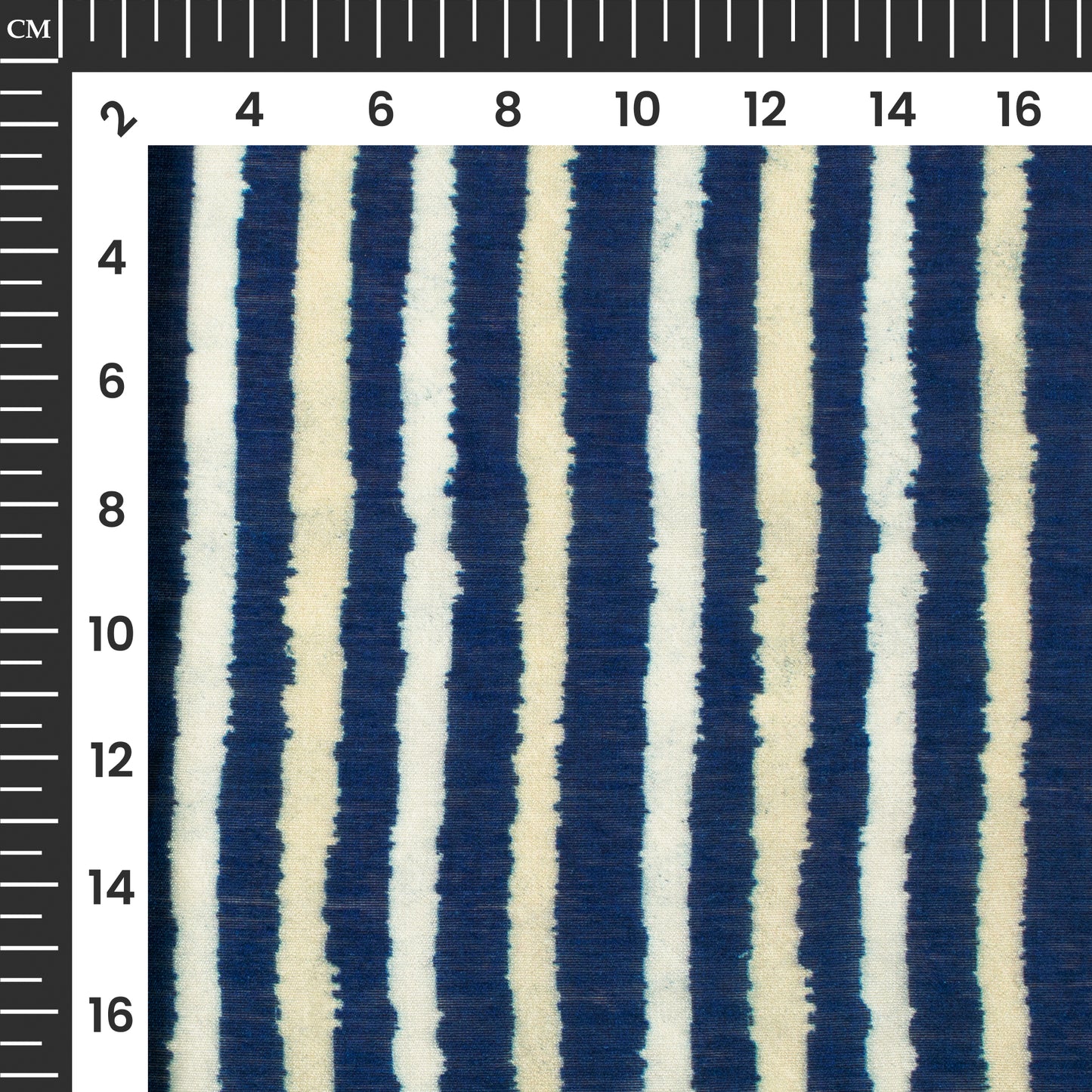 Royal Blue And White Stripes Digital Print Viscose Chanderi Fabric