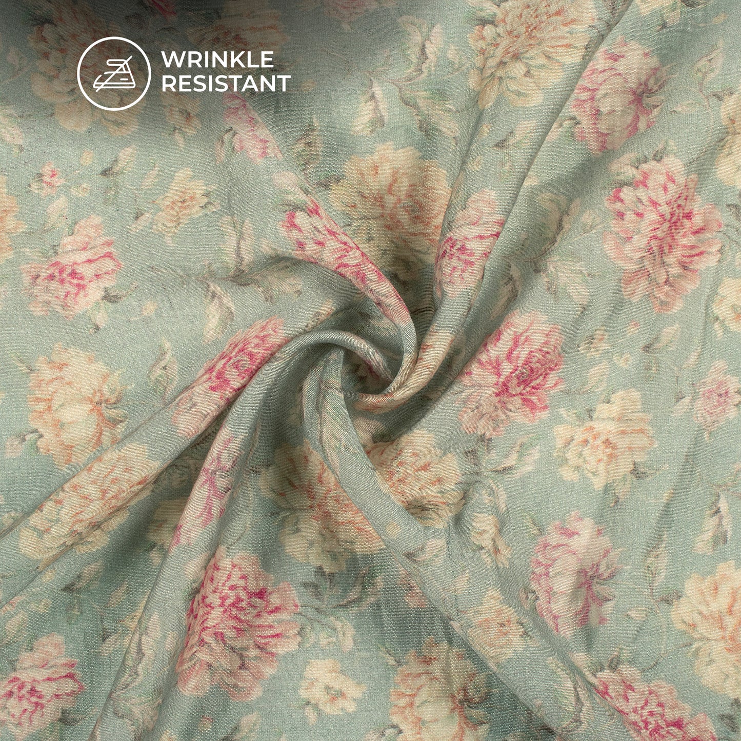 Dolphin Grey And Beige Floral Digital Print Viscose Chanderi Fabric