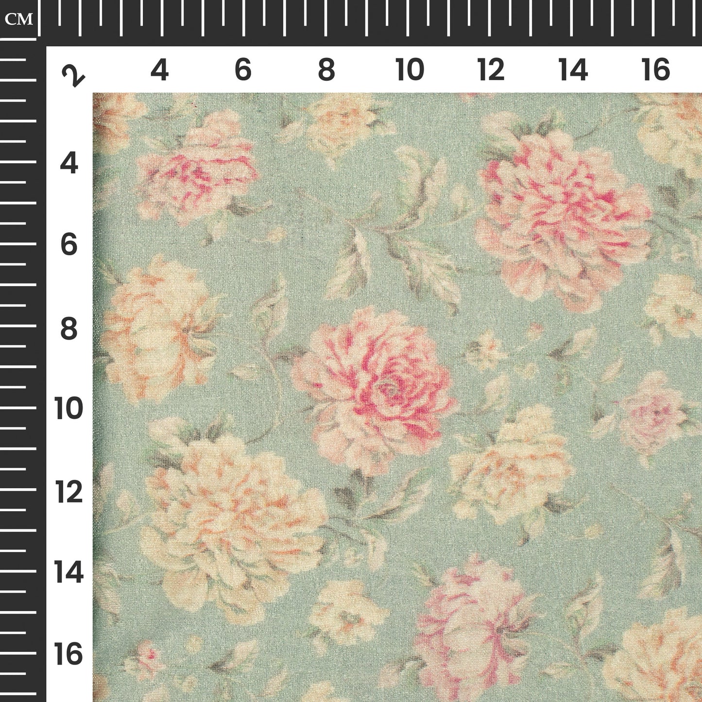 Dolphin Grey And Beige Floral Digital Print Viscose Chanderi Fabric