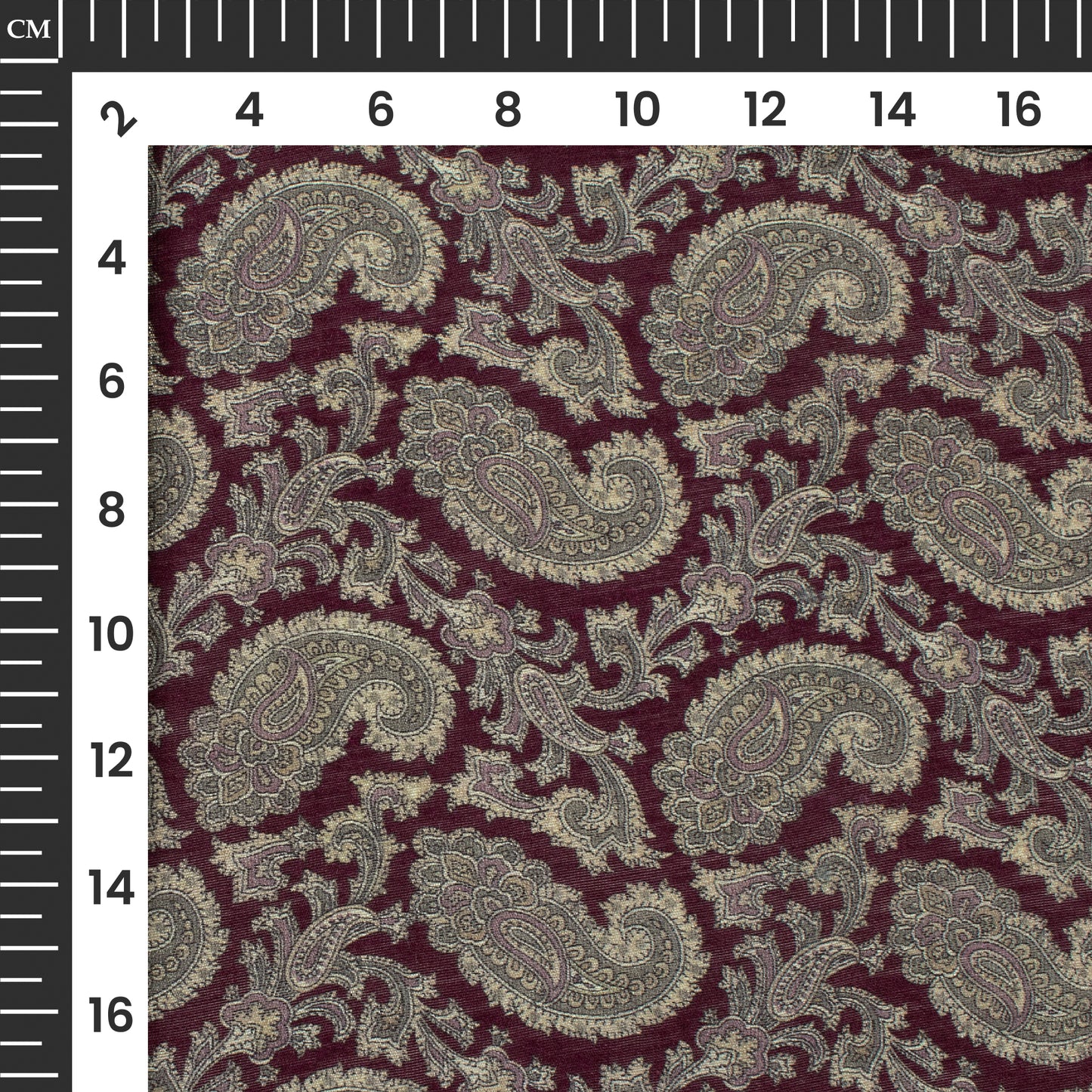 Laurel Green And Maroon Paisley Digital Print Viscose Chanderi Fabric