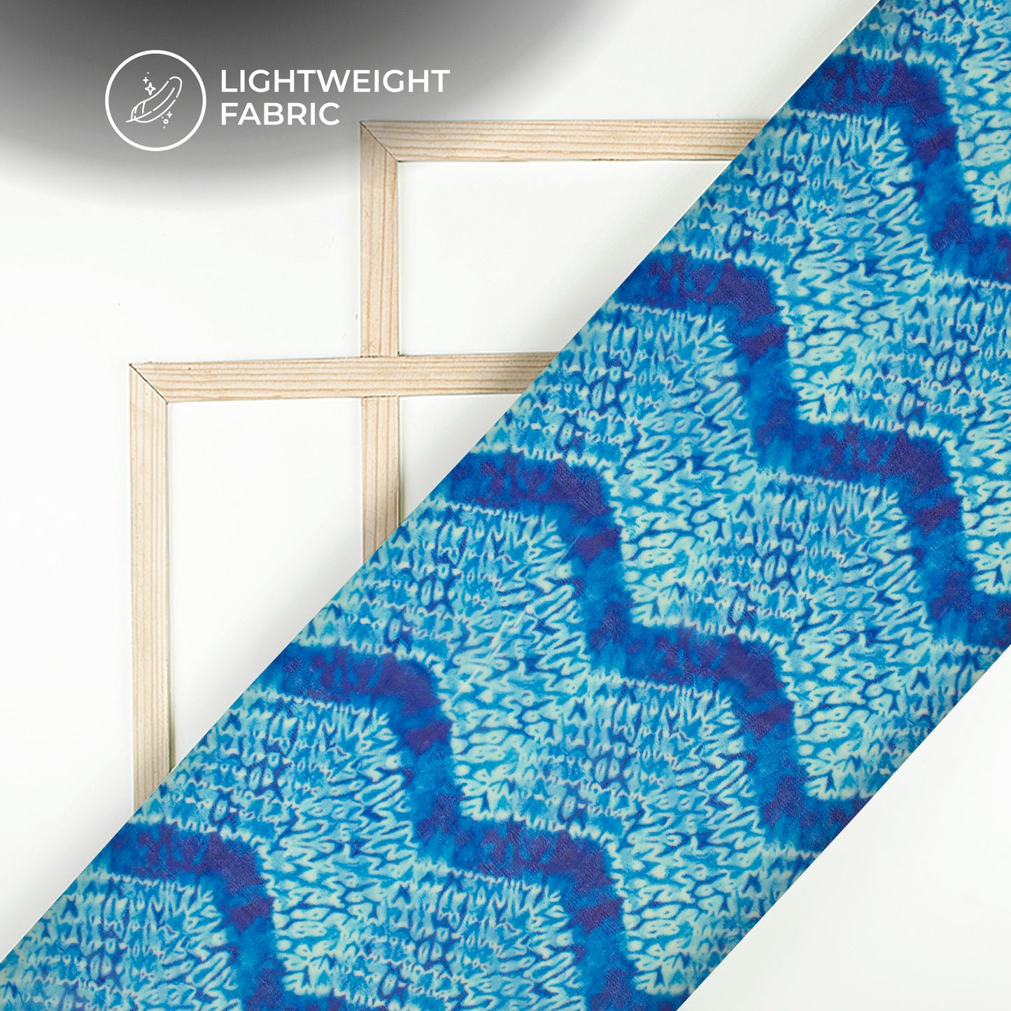 Sky Blue And White Chevron Digital Print Pure Georgette Fabric