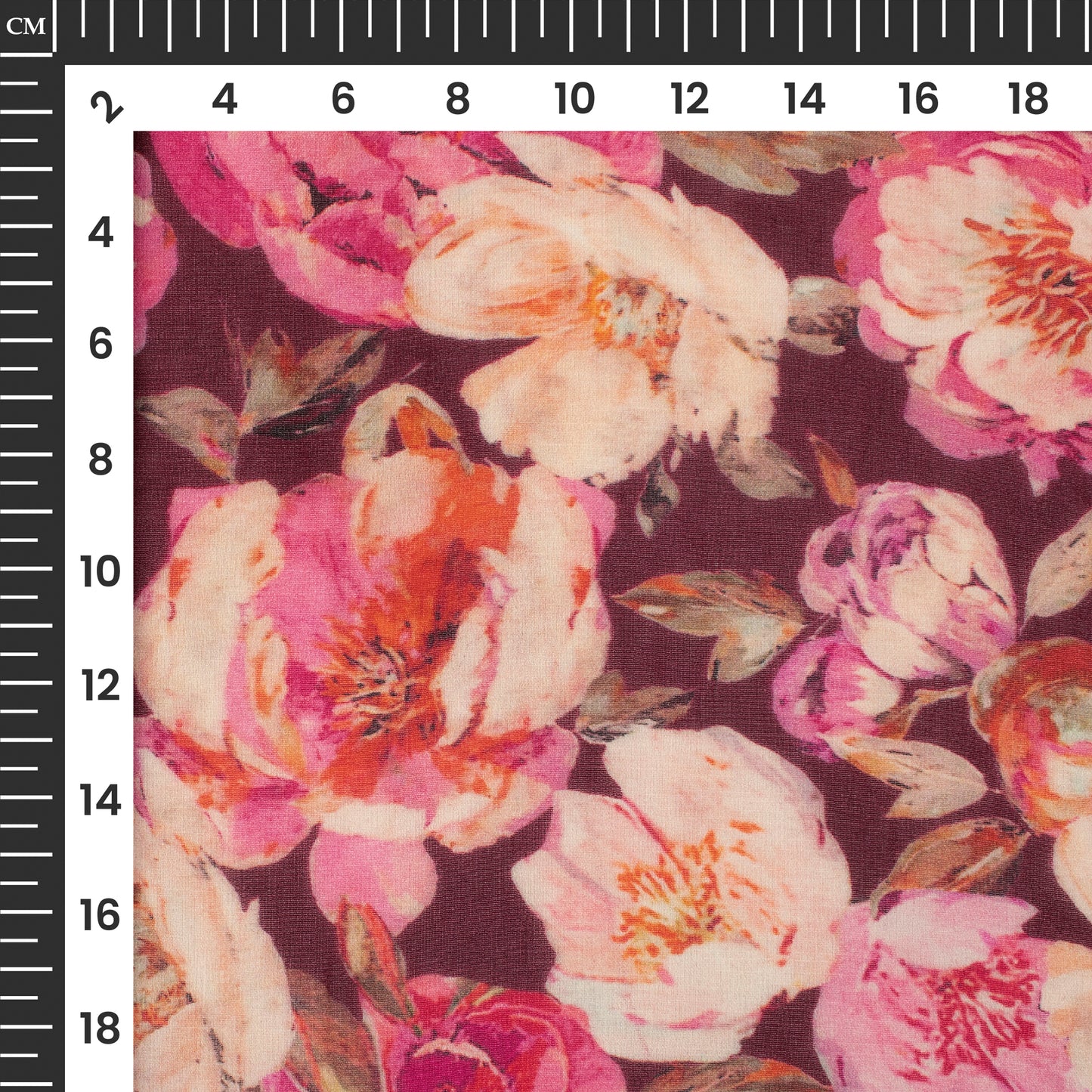 Taffy Pink And Brown Floral Digital Print Pure Georgette Fabric
