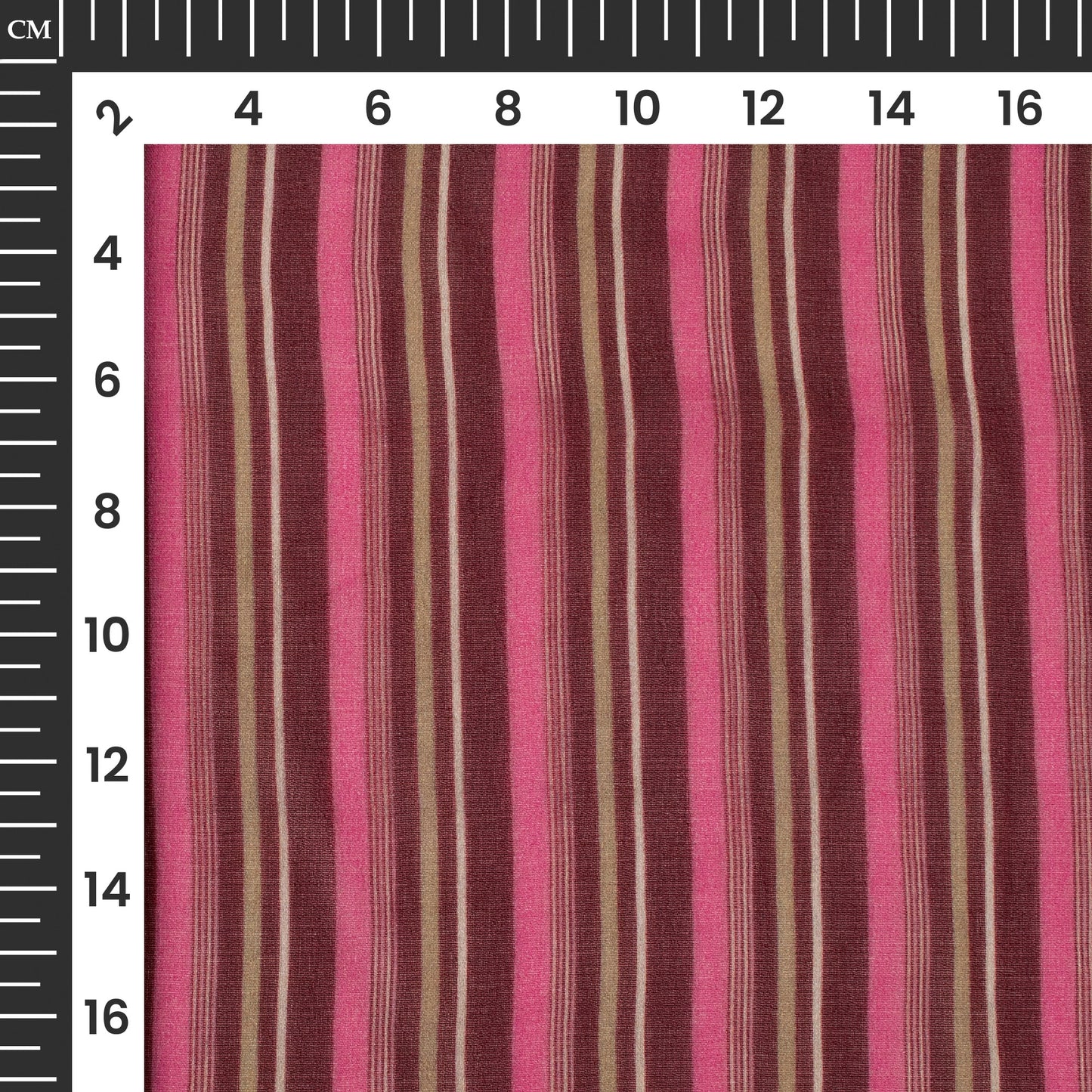 Dark Brown And Pink Stripes Digital Print Pure Georgette Fabric