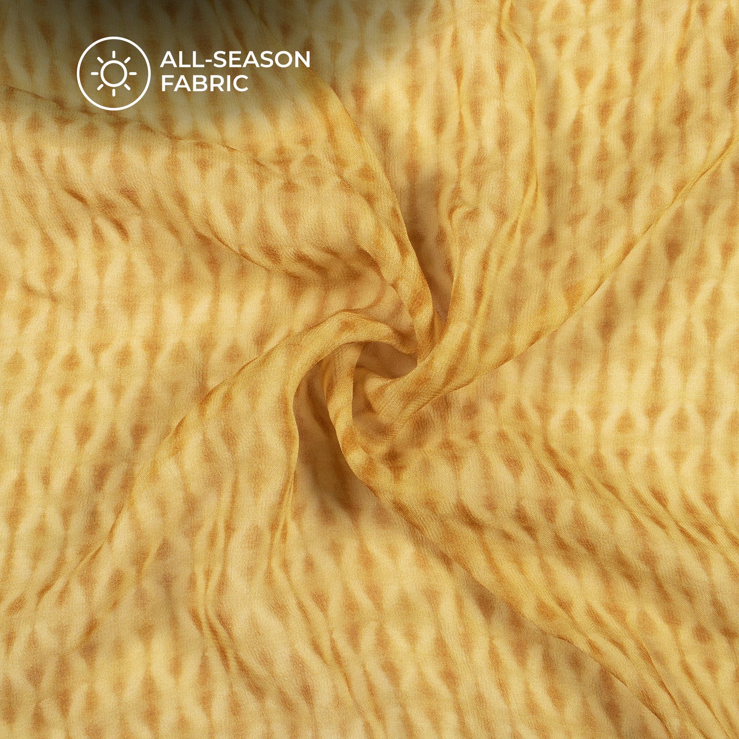 Flax Yellow And Brown Abstract Digital Print Pure Georgette Fabric