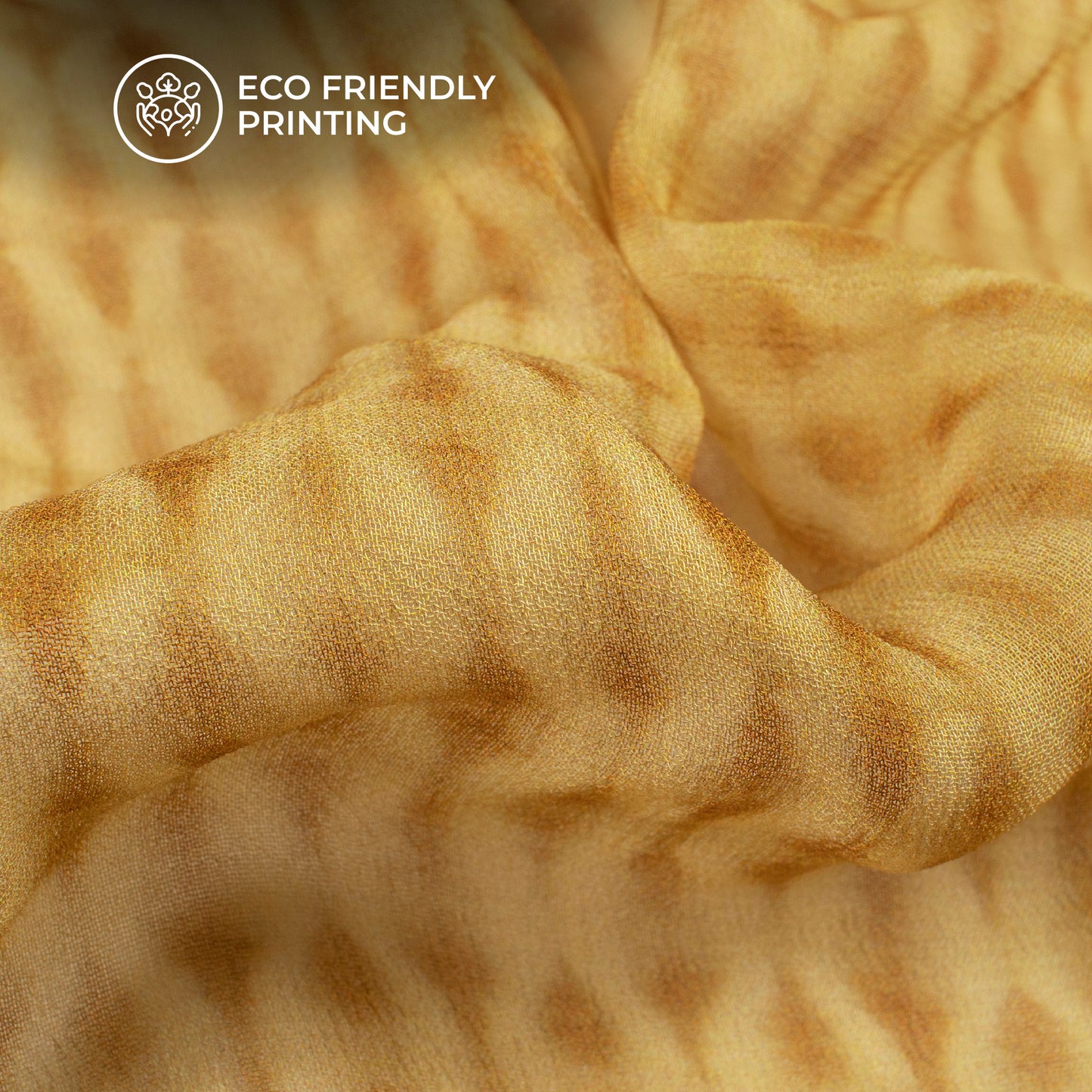 Flax Yellow And Brown Abstract Digital Print Pure Georgette Fabric