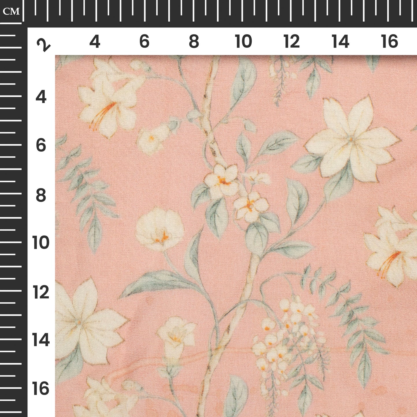 Blush Pink And Beige Floral Digital Print Pure Georgette Fabric