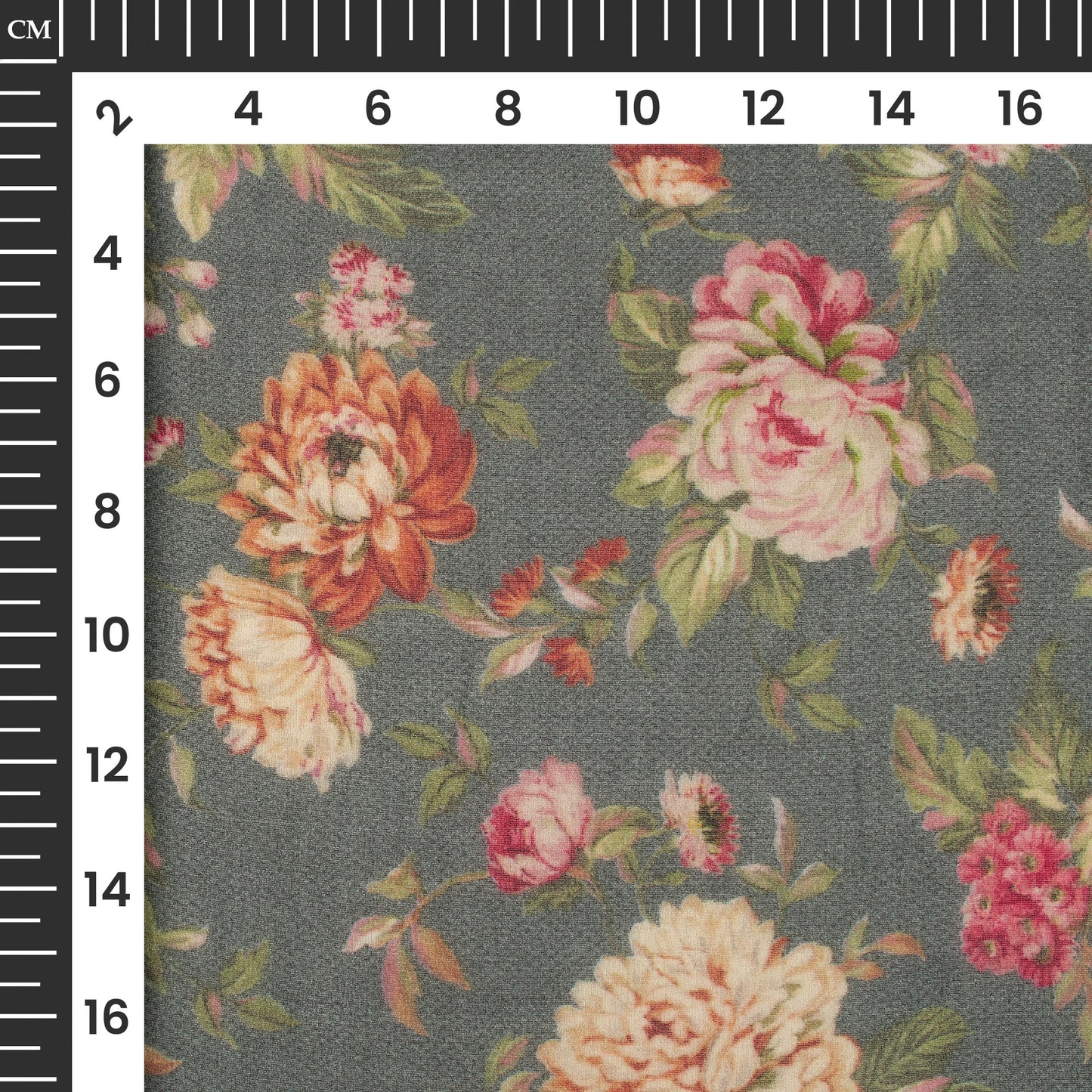 Anchor Grey And Pink Floral Digital Print Pure Georgette Fabric