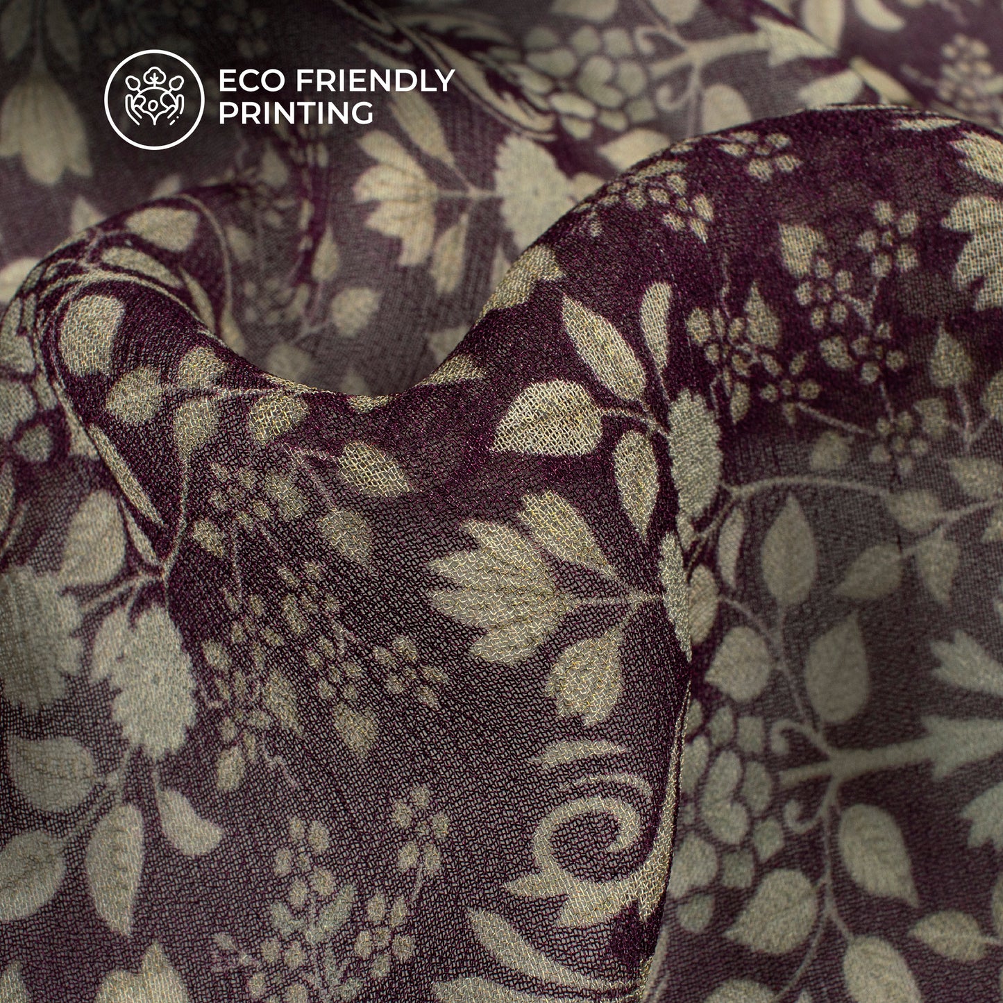 Raisin Purple And Beige Floral Digital Print Pure Georgette Fabric
