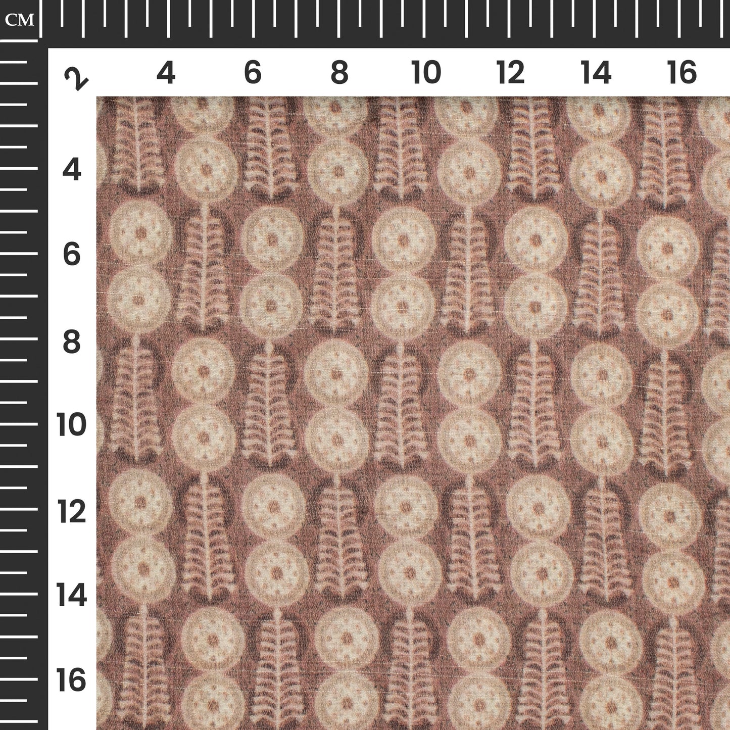 Redwood And Beige Geometric Digital Print Pure Georgette Fabric