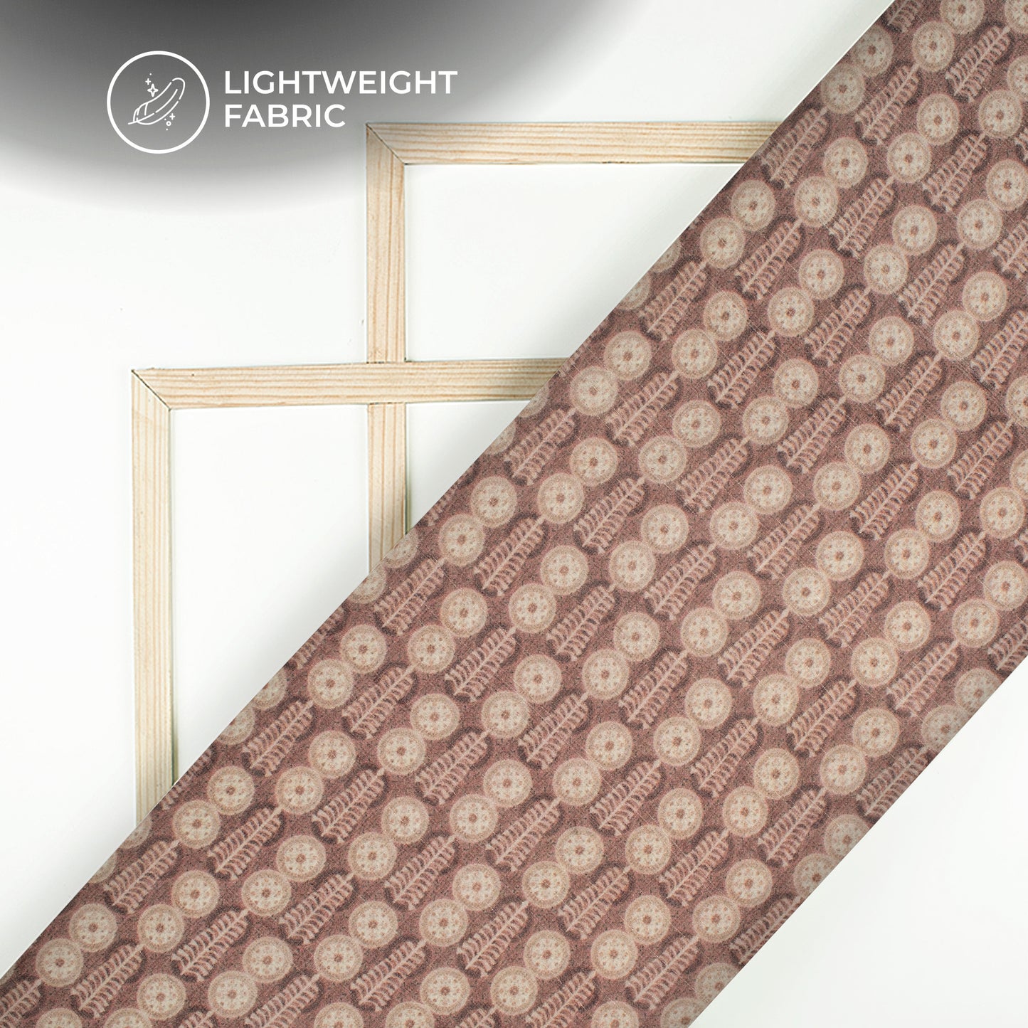 Redwood And Beige Geometric Digital Print Pure Georgette Fabric
