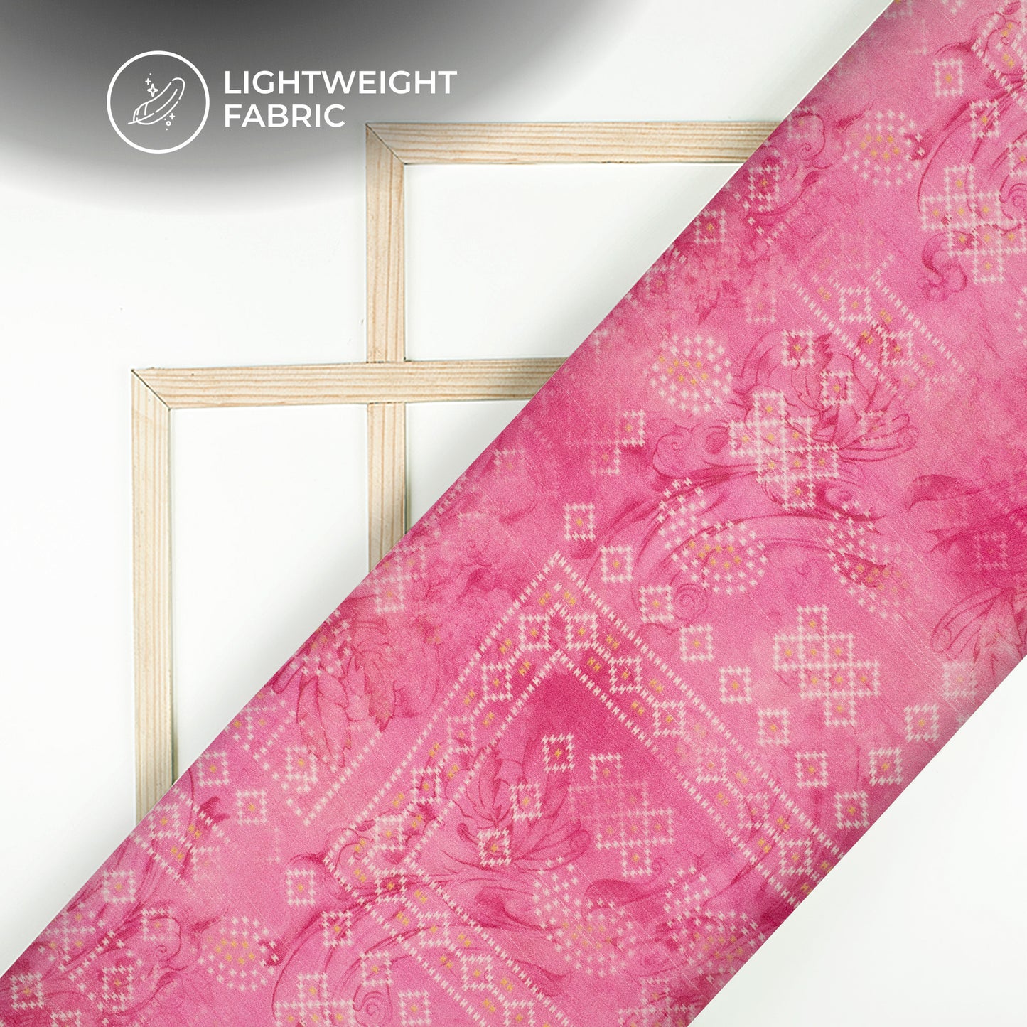 Hot Pink And White Bandhanii Digital Print Pure Georgette Fabric