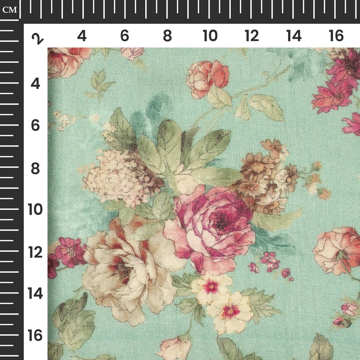 Light Blue And Peach Floral Digital Print Pure Georgette Fabric