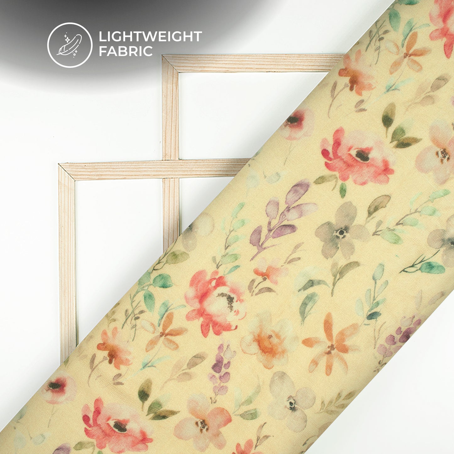 Salmon Pink And Cream Floral Digital Print Pure Georgette Fabric