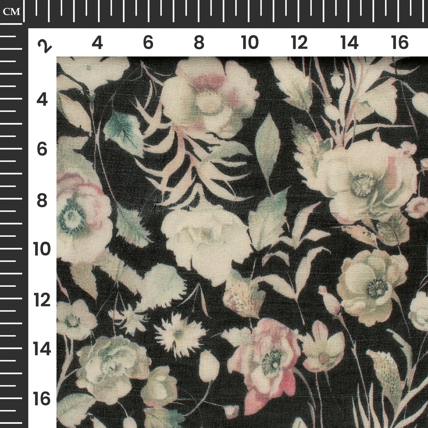 Ivory Cream And Black Floral Digital Print Pure Georgette Fabric