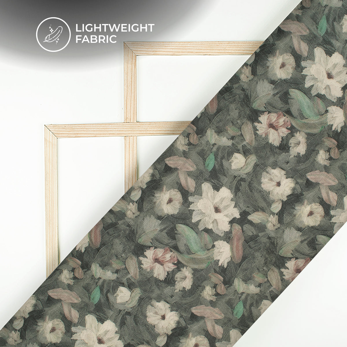 Rhino Grey And Beige Floral Digital Print Pure Georgette Fabric