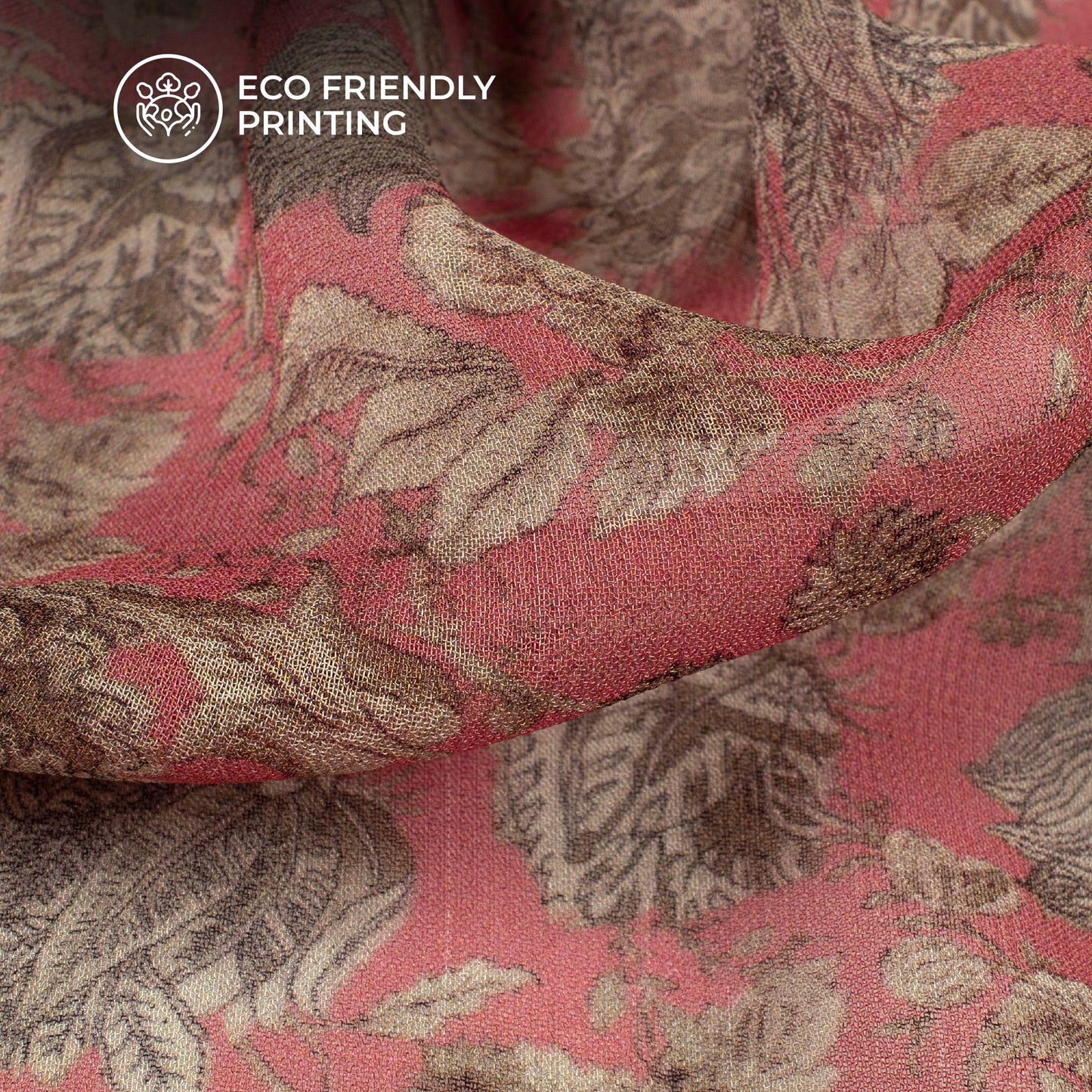 Rouge Pink And Beige Floral Digital Print Pure Georgette Fabric
