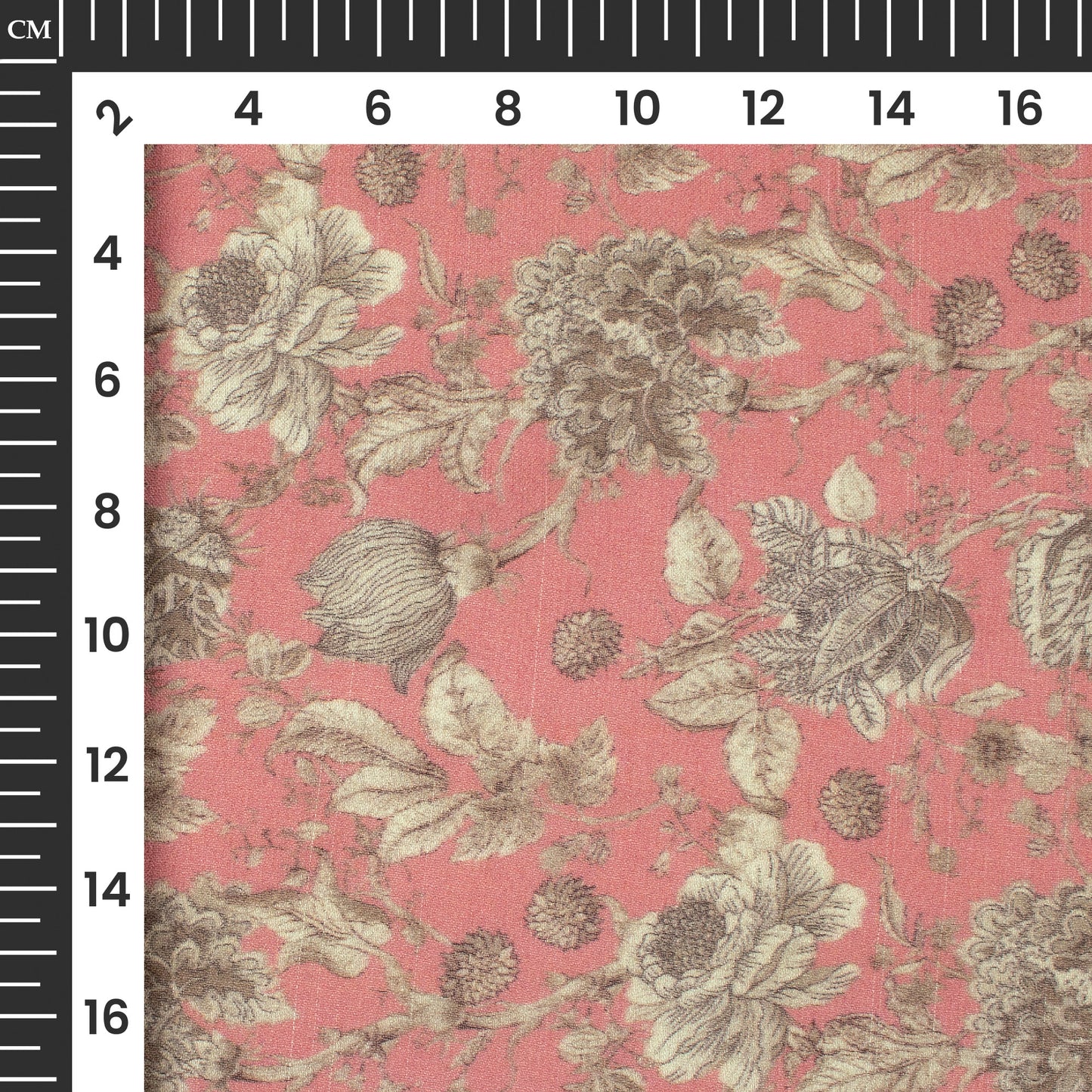 Rouge Pink And Beige Floral Digital Print Pure Georgette Fabric