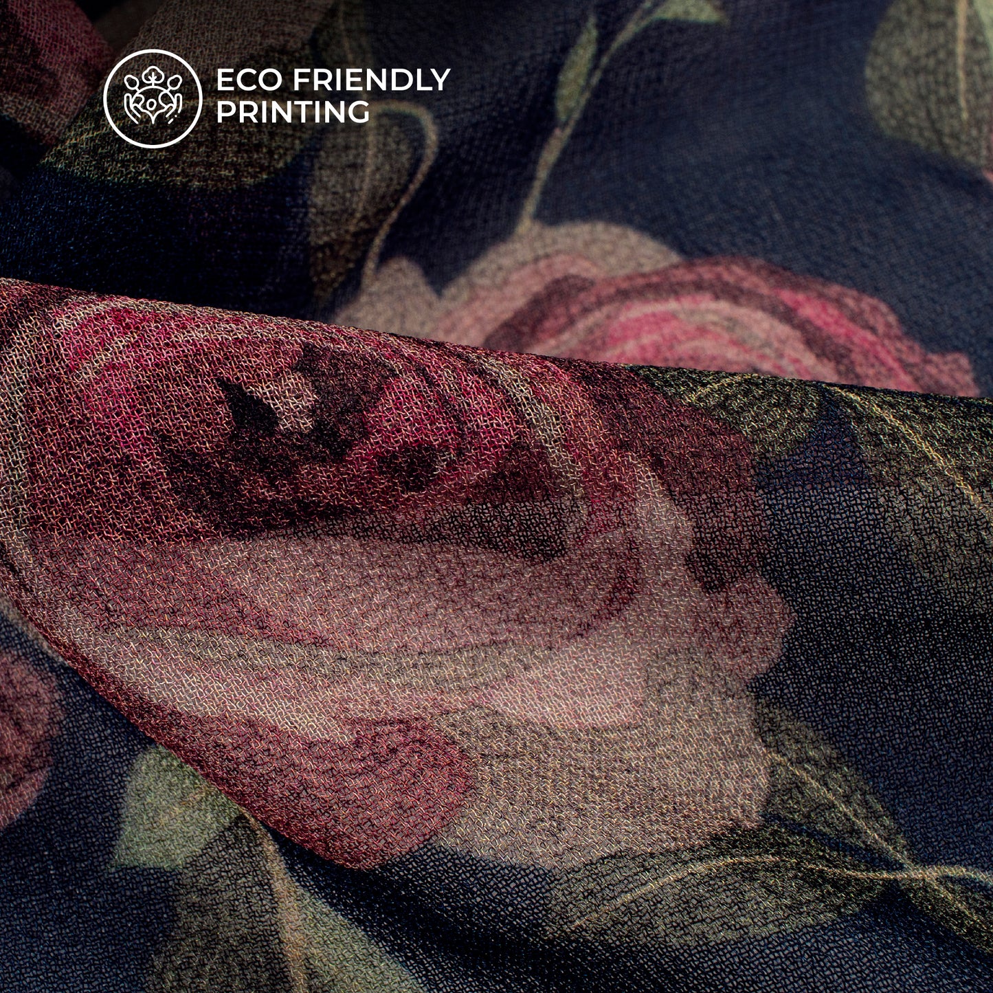 Space Blue And Pink Floral Digital Print Pure Georgette Fabric