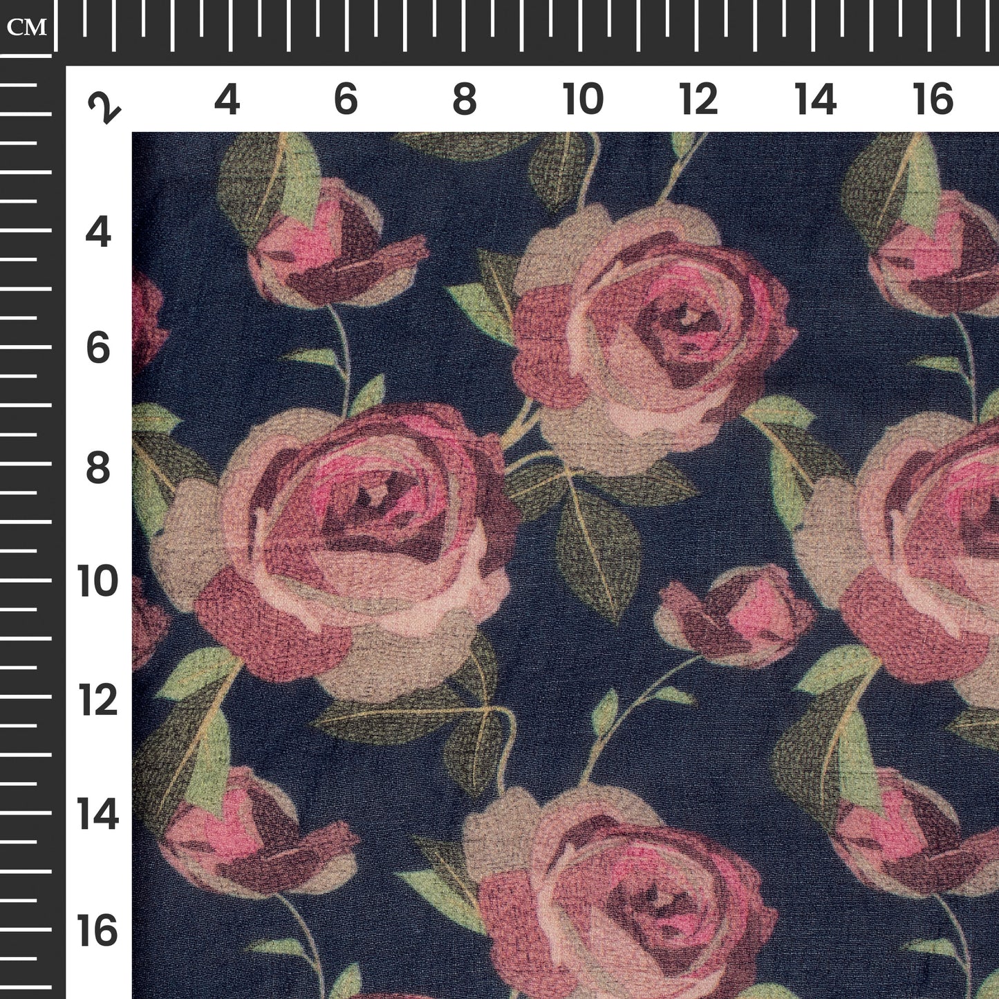 Space Blue And Pink Floral Digital Print Pure Georgette Fabric