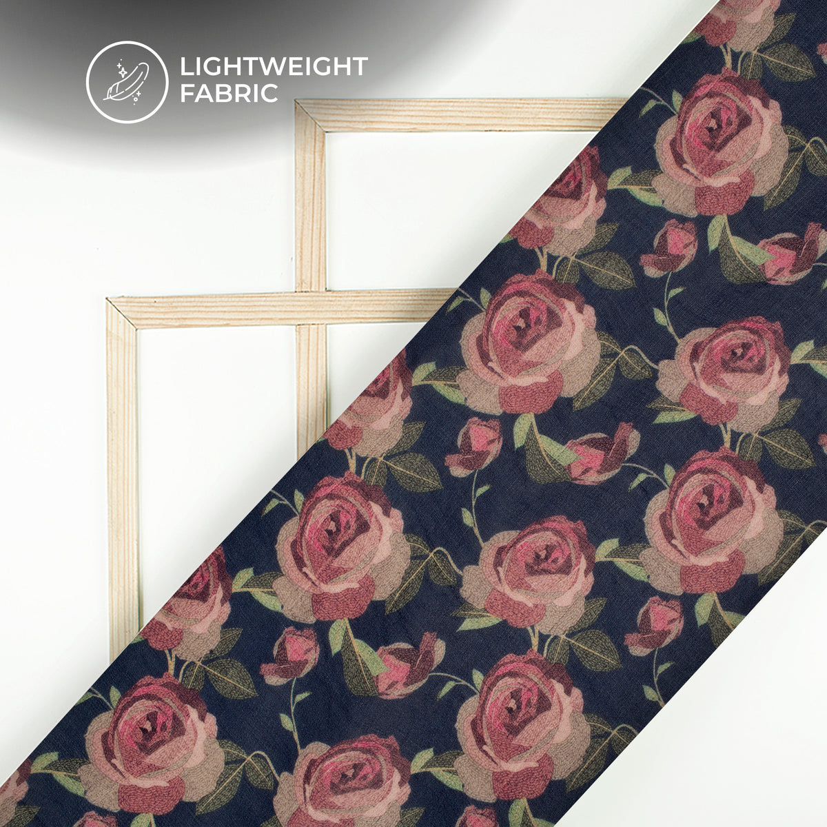 Space Blue And Pink Floral Digital Print Pure Georgette Fabric