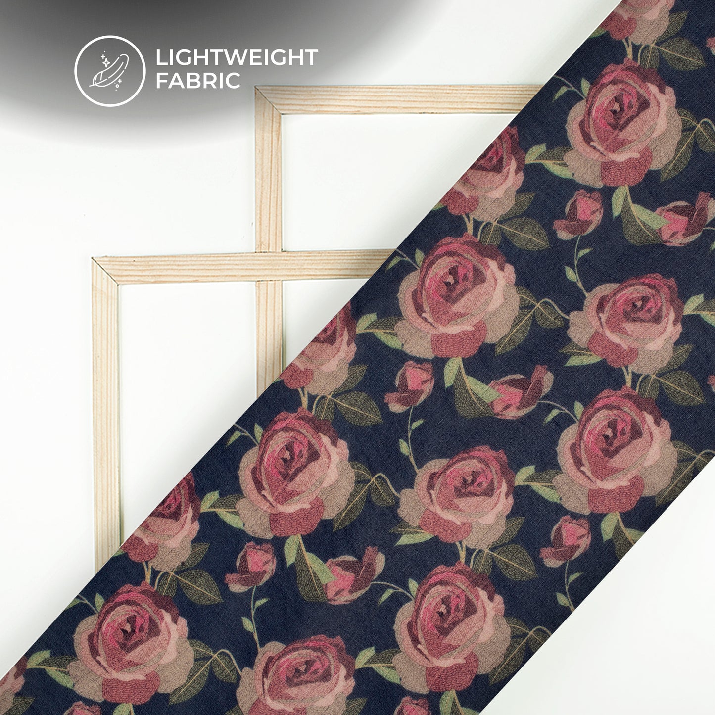 Space Blue And Pink Floral Digital Print Pure Georgette Fabric