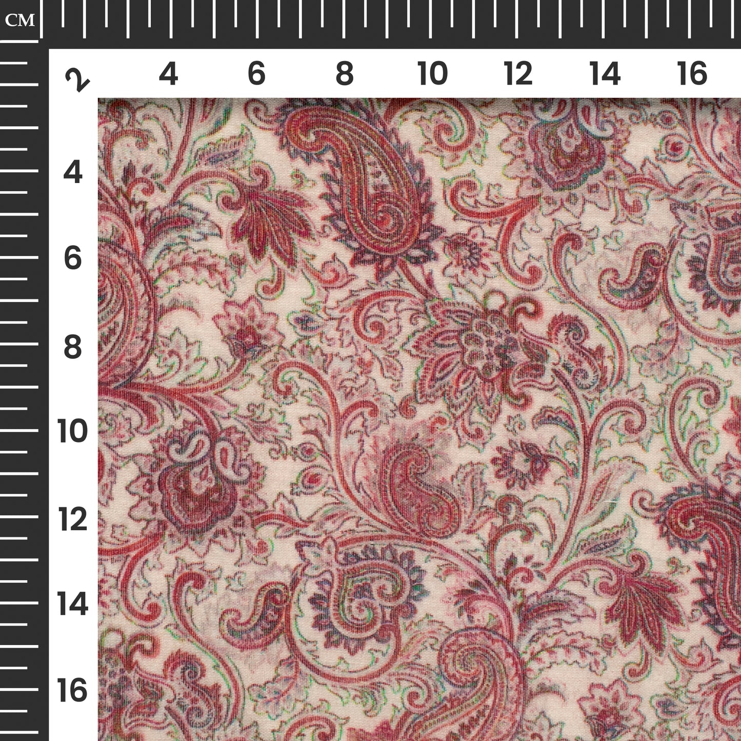 Exclusive Burgundy Red And Beige Paisely Digital Print Pure Cotton Mulmul Fabric
