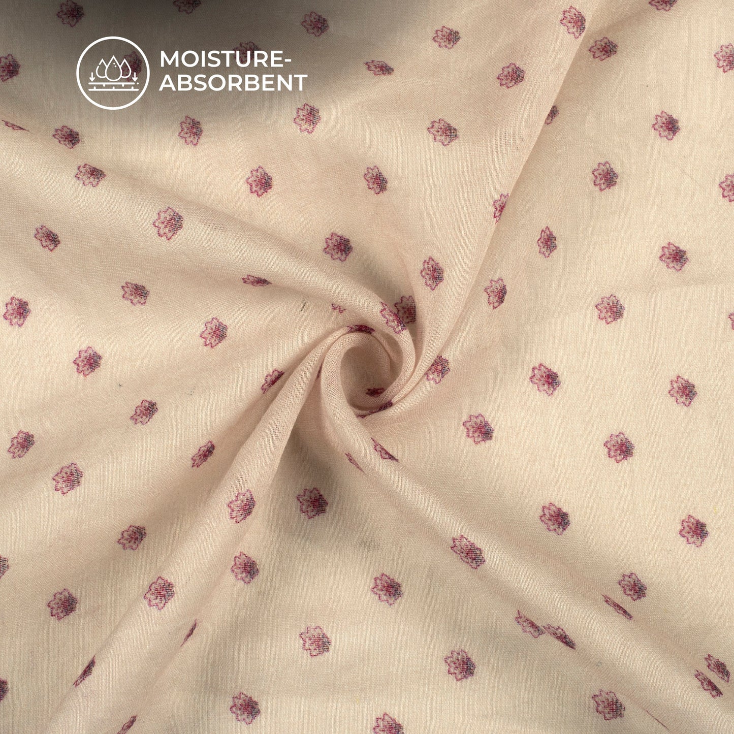 Exclusive Pastel Pink Booti Digital Print Pure Cotton Mulmul Fabric