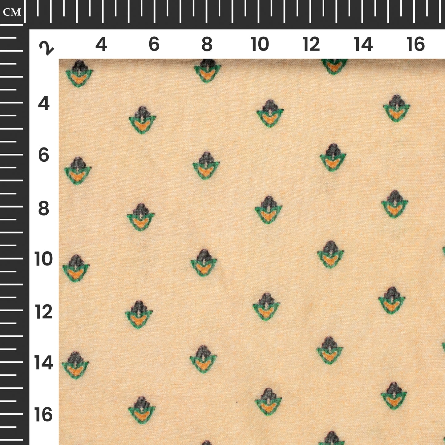 Exclusive Light Orange And Green Booti Digital Print Pure Cotton Mulmul Fabric