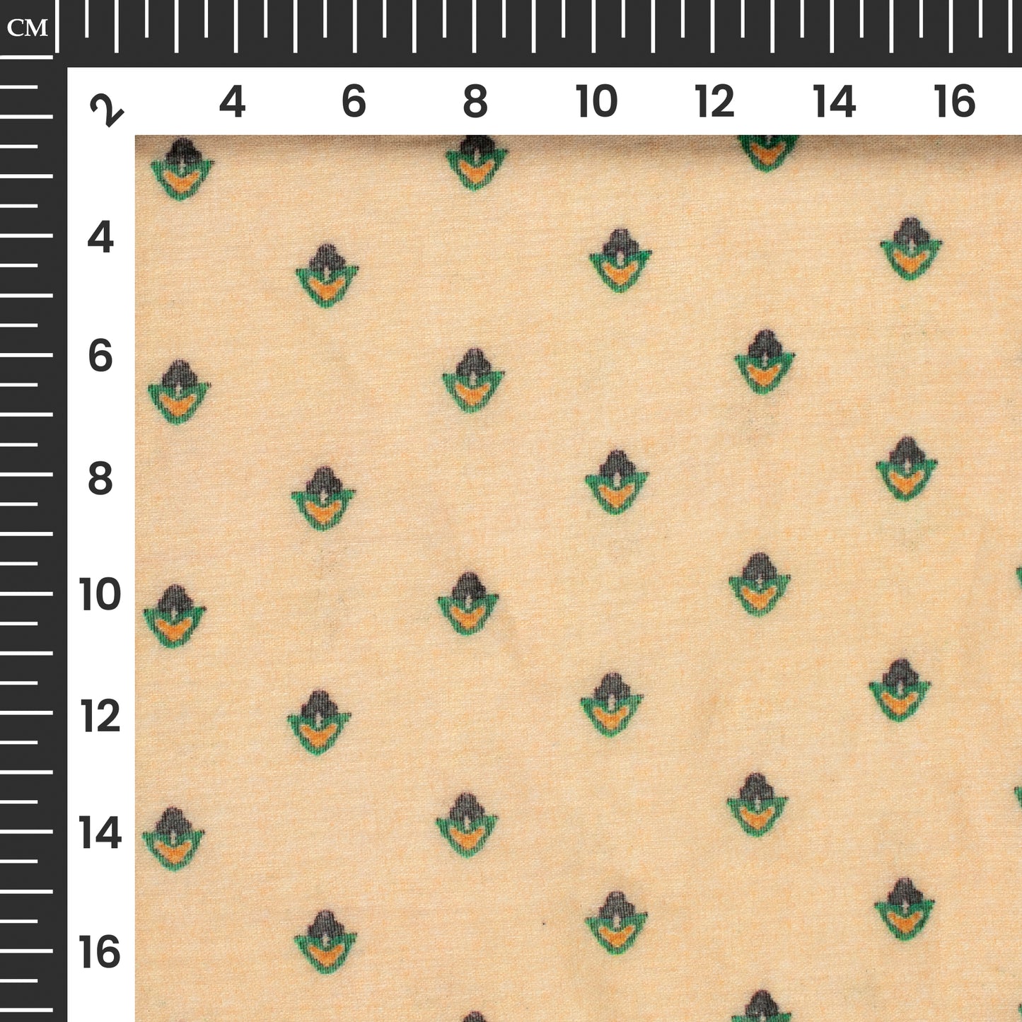 Exclusive Light Orange And Green Booti Digital Print Pure Cotton Mulmul Fabric