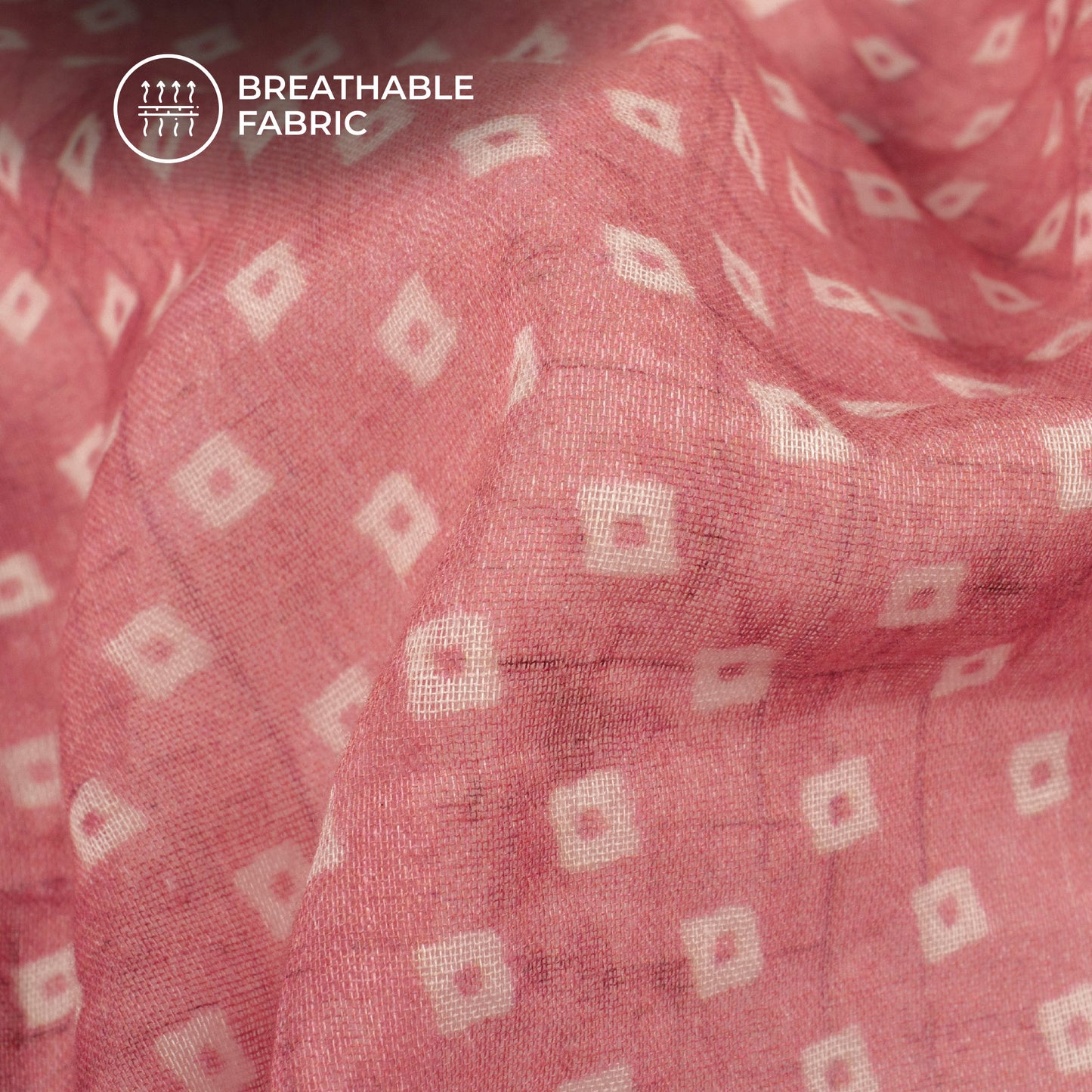 Exclusive Sweet Pink And White Bandhanii Digital Print Pure Cotton Mulmul Fabric