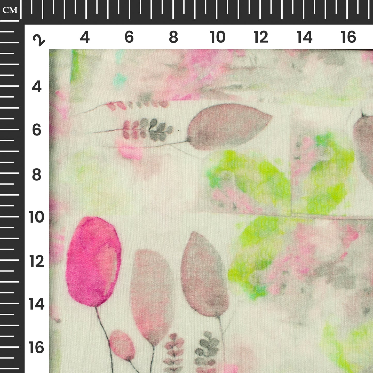 Taffy Pink And White Leaf Digital Print Pure Cotton Mulmul Fabric